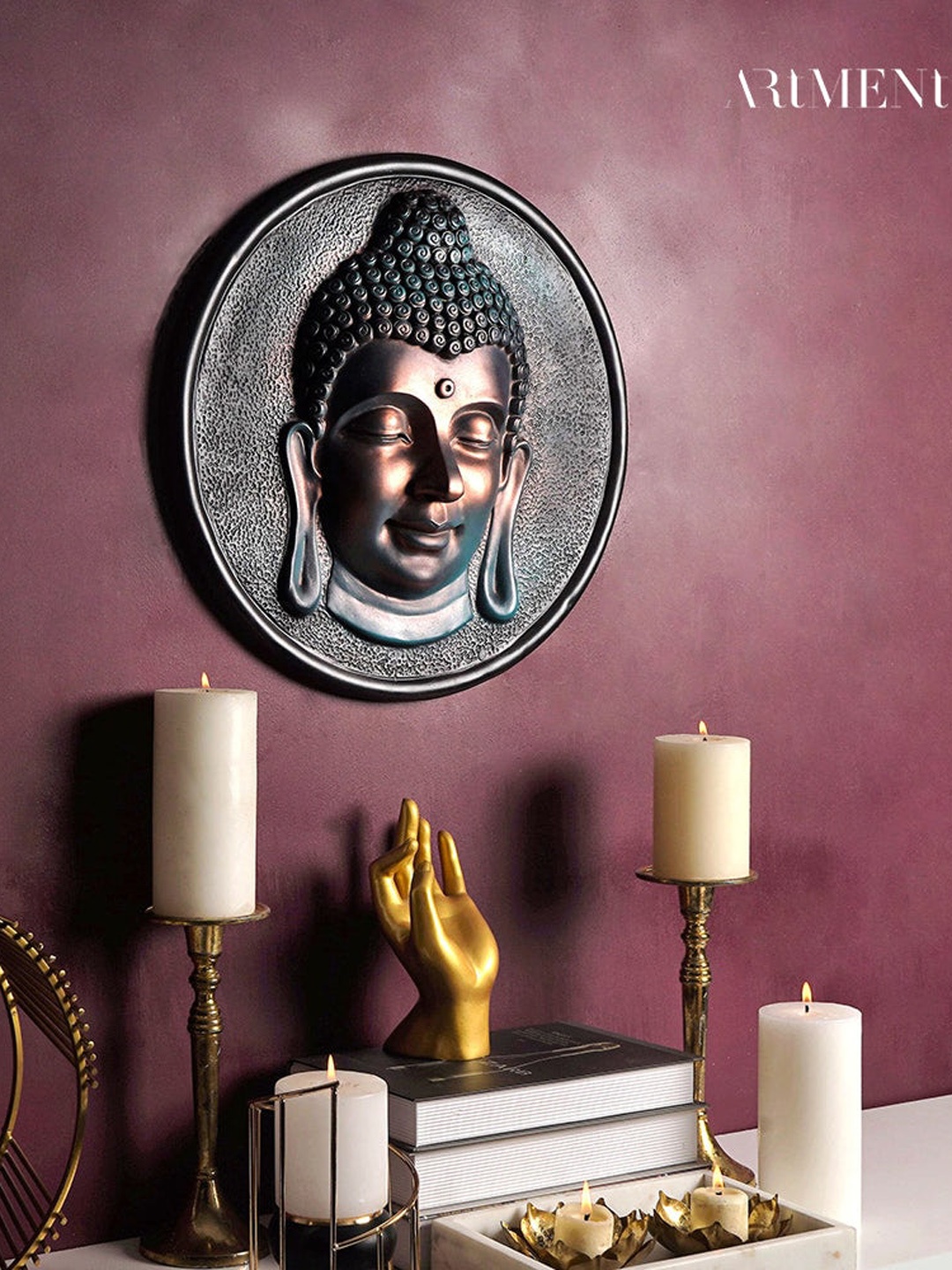 

THE ARTMENT Bronze-Toned Surreal Meditative Buddha Head