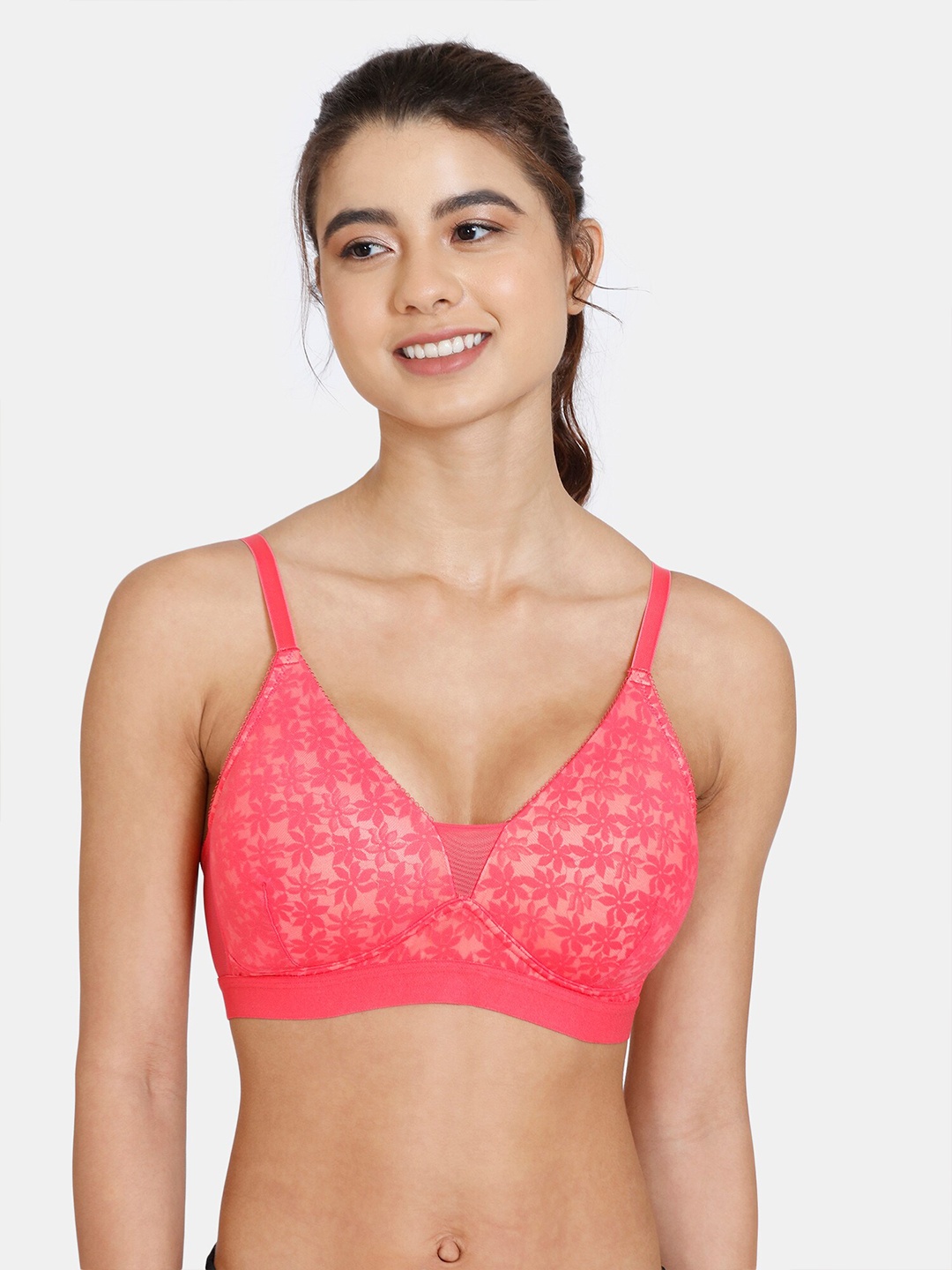 

Zivame Pink Floral Bra Lightly Padded