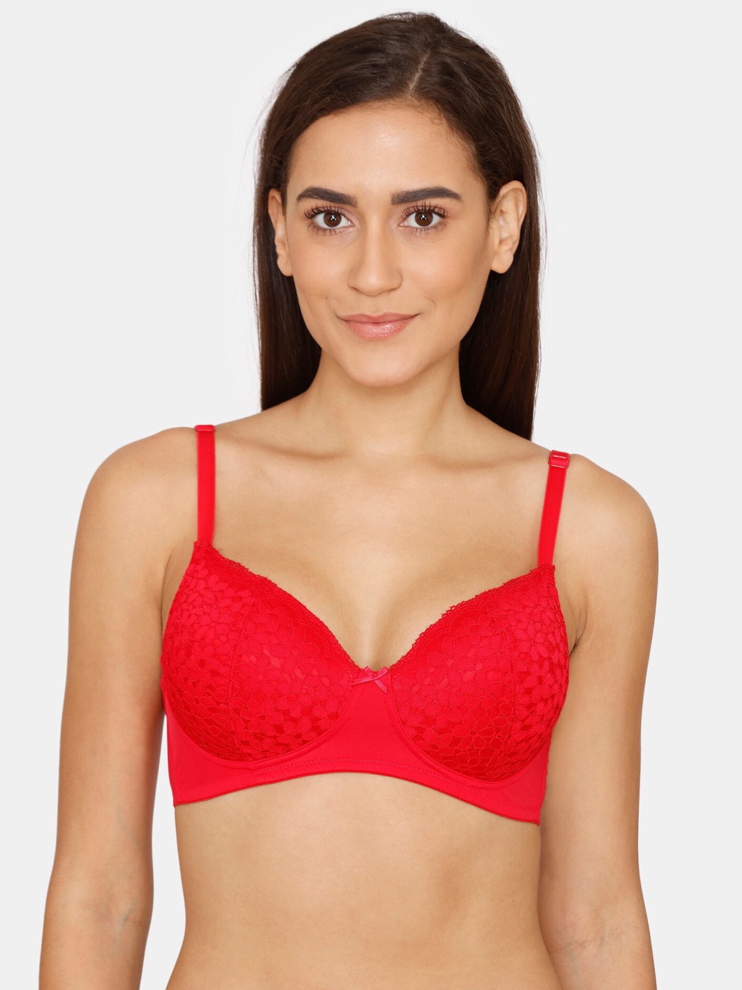 

Zivame Red Floral Lightly Padded Bra