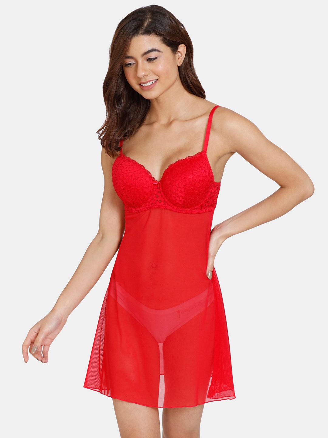 

Zivame Red Baby Doll With Briefs