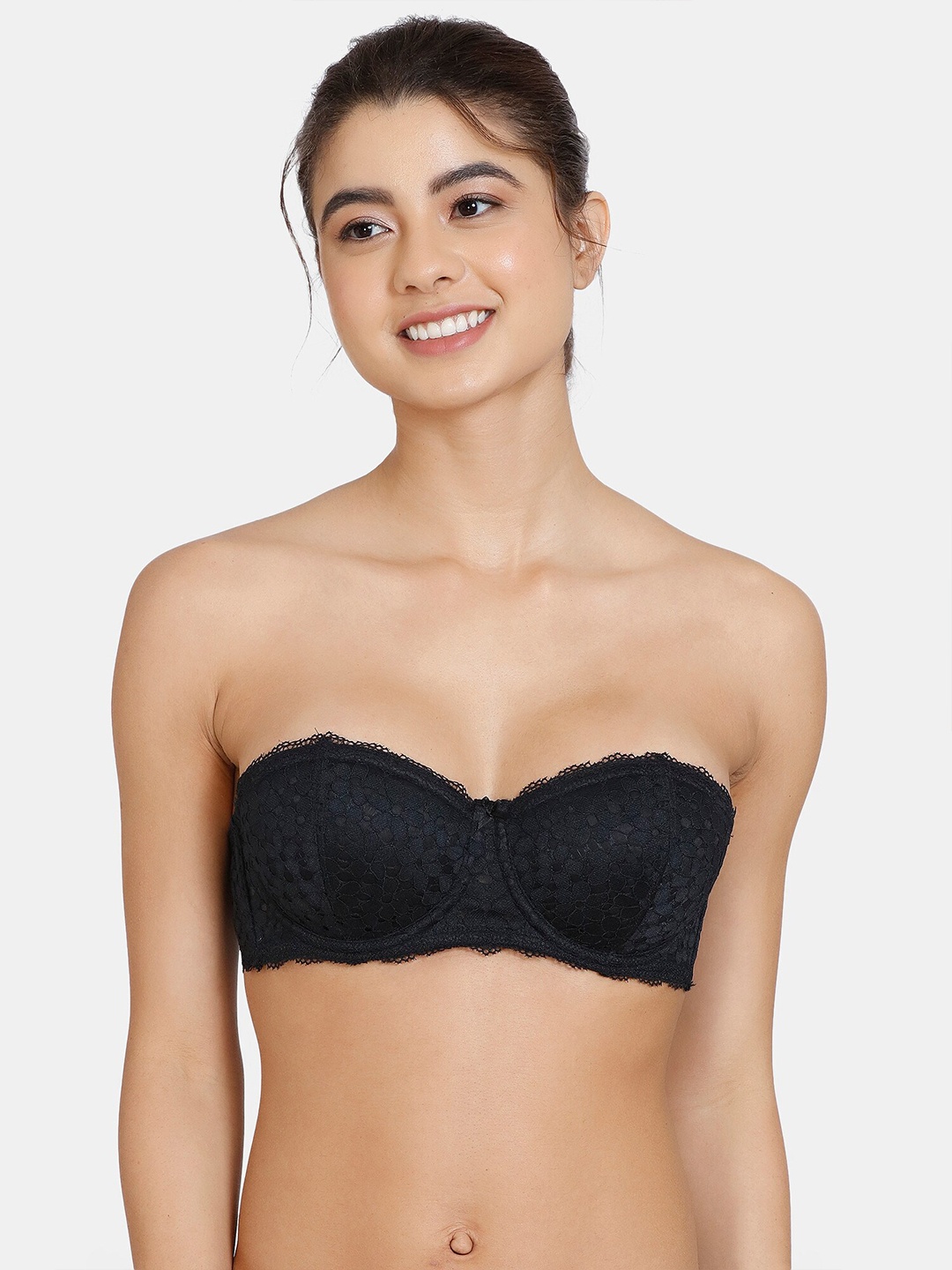 

Zivame Black Floral Bra Underwired Lightly Padded