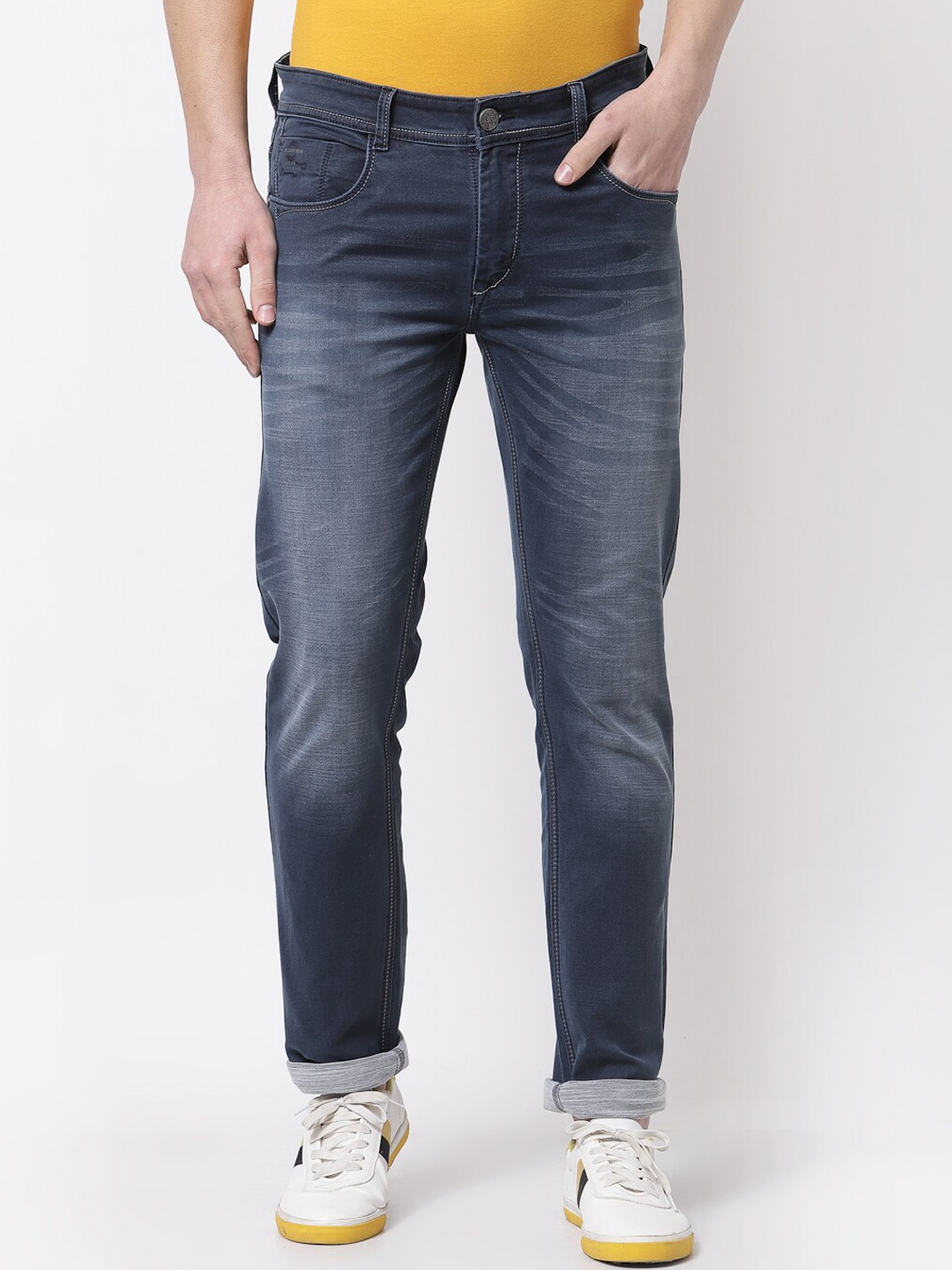

TNG Men Grey Solid Slim Fit Low Distress Light Fade Stretchable Jeans