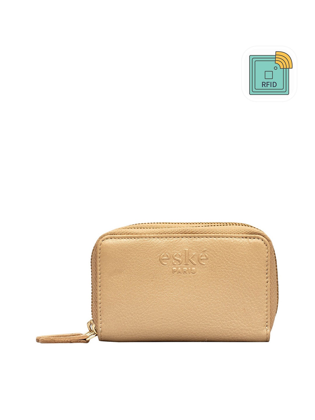 

Eske Women Peach-Coloured RFID Leather Zip Around Wallet