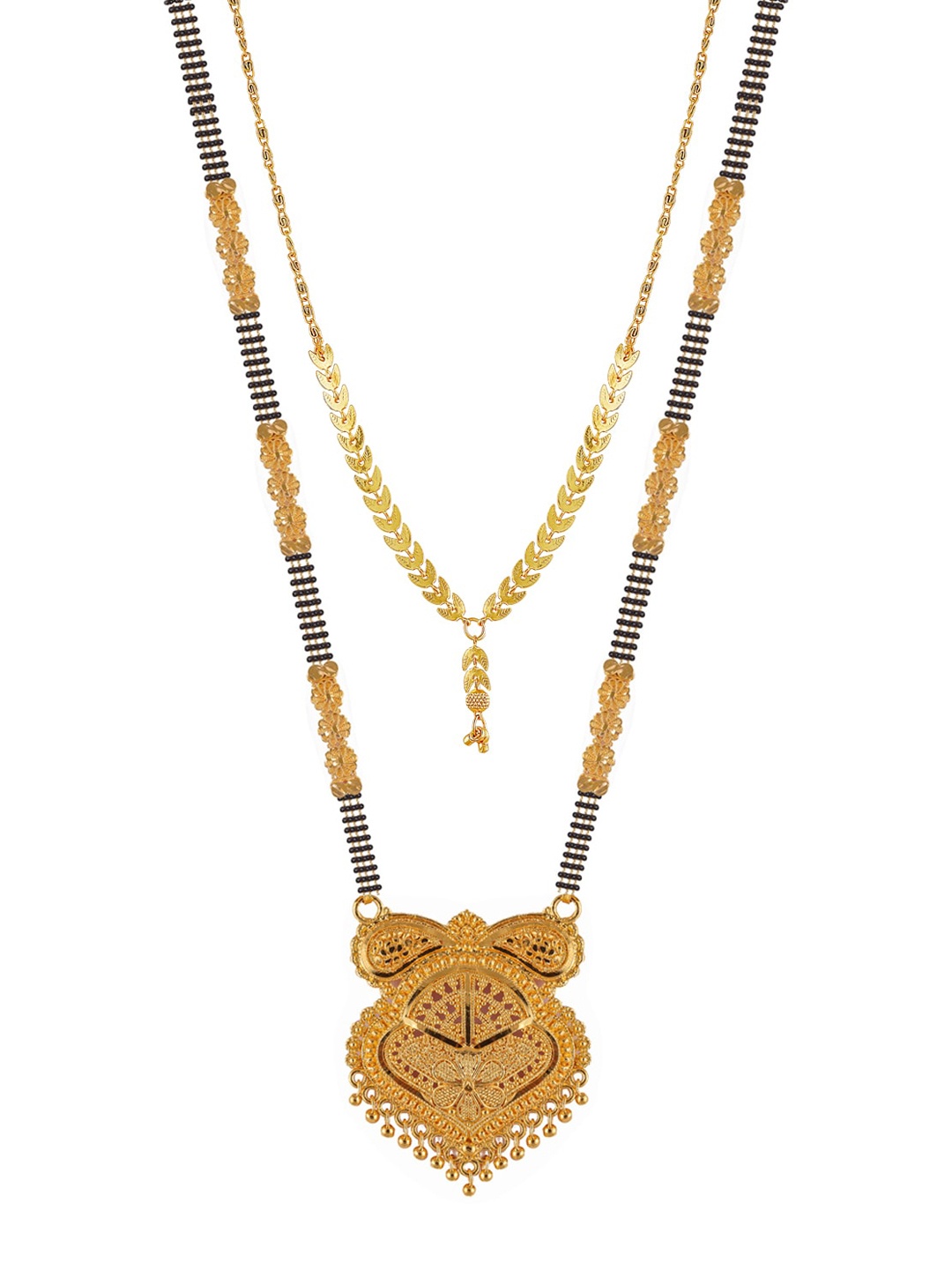 

Brandsoon Set Of 2 Gold-Plated Black Beaded Mangalsutra