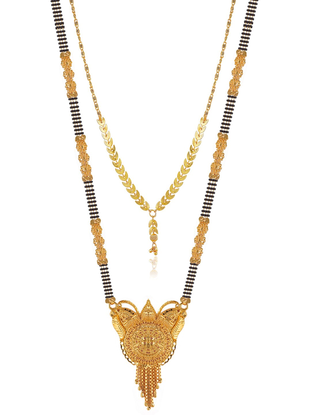 

Brandsoon Set Of 2 Gold-Plated Black & White Beaded Mangalsutra