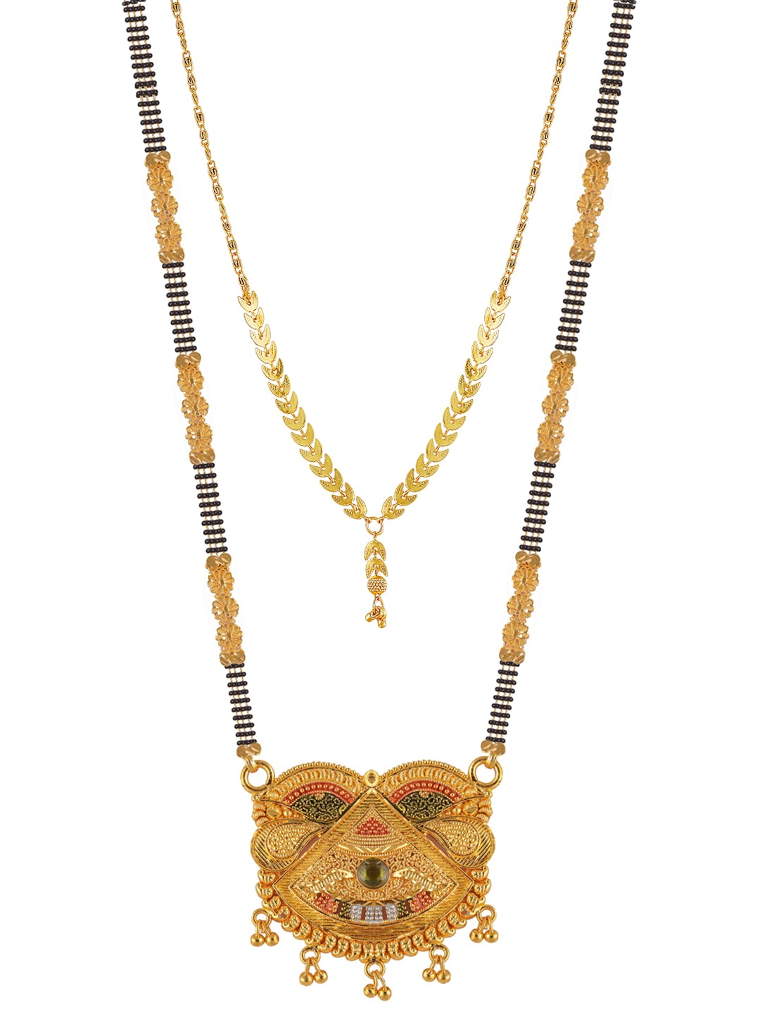 

Brandsoon Set Of 2 Gold-Plated Black & White Beaded Mangalsutra