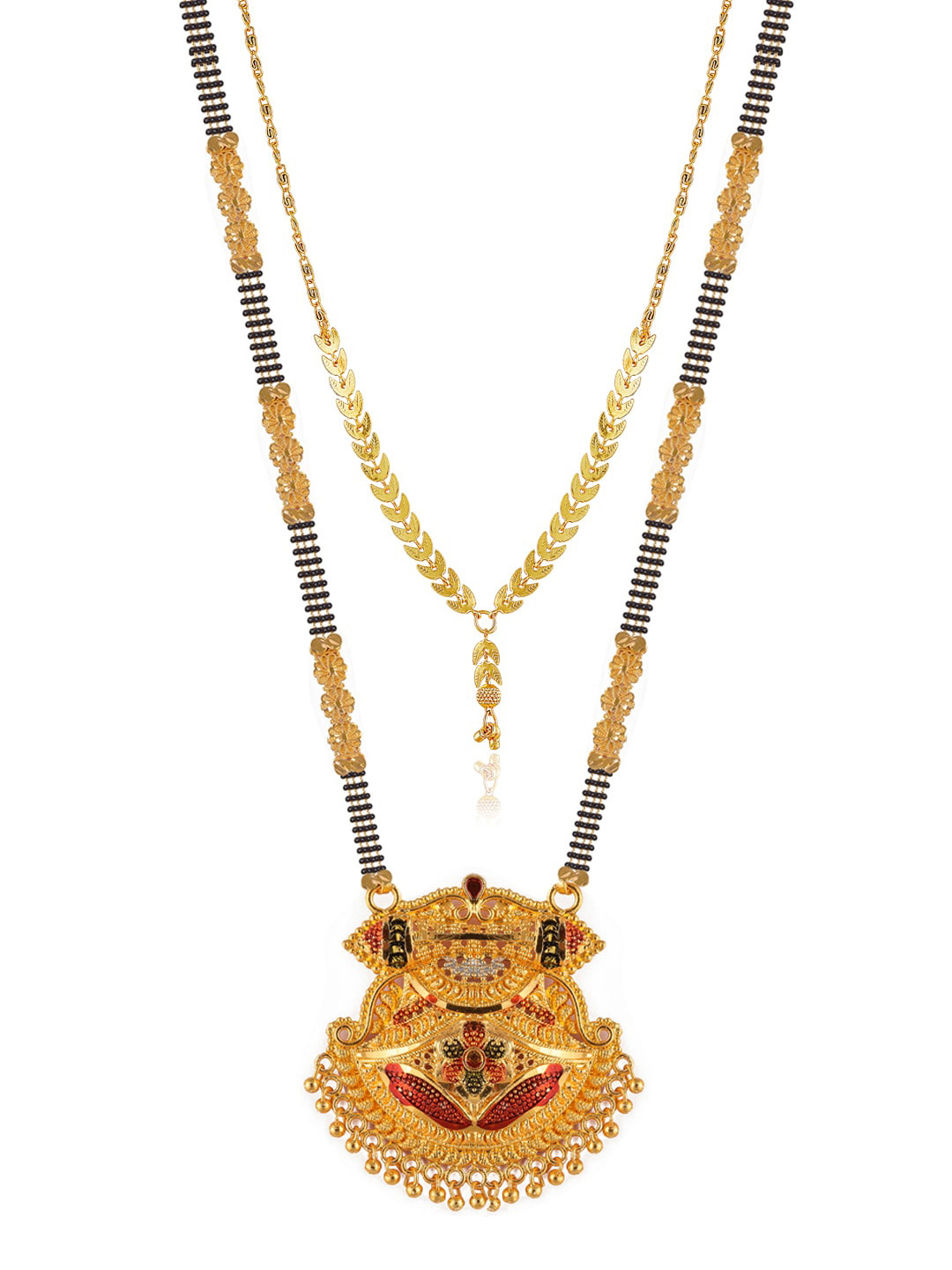 

Brandsoon Set Of 2 Gold-Plated Black & White Beaded Mangalsutra