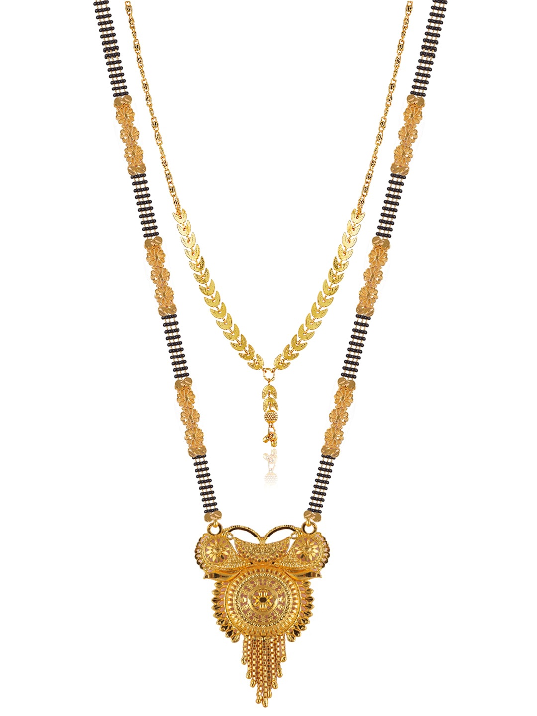 

Brandsoon Set Of 2 Gold-Plated & Black Beaded Mangalsutra