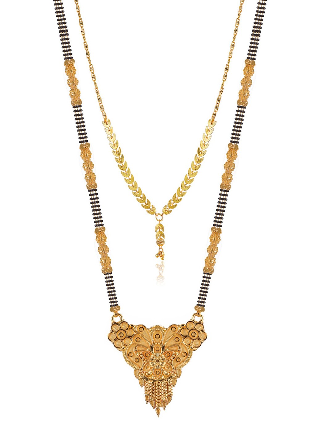 

Brandsoon Set Of 2 Gold-Plated Black Beaded Mangalsutra