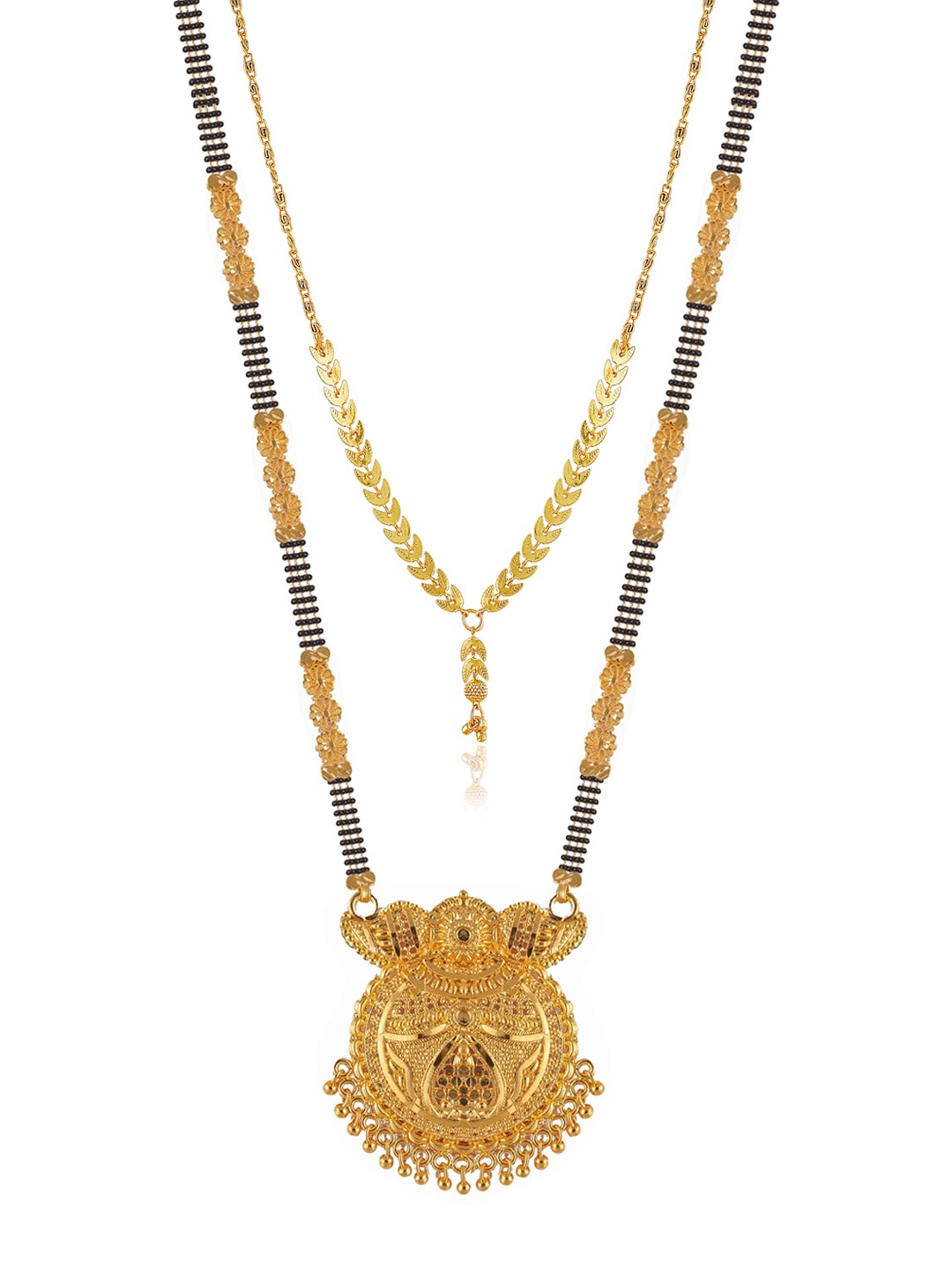 

Brandsoon Set Of 2 Gold-Plated Black Beaded Mangalsutra