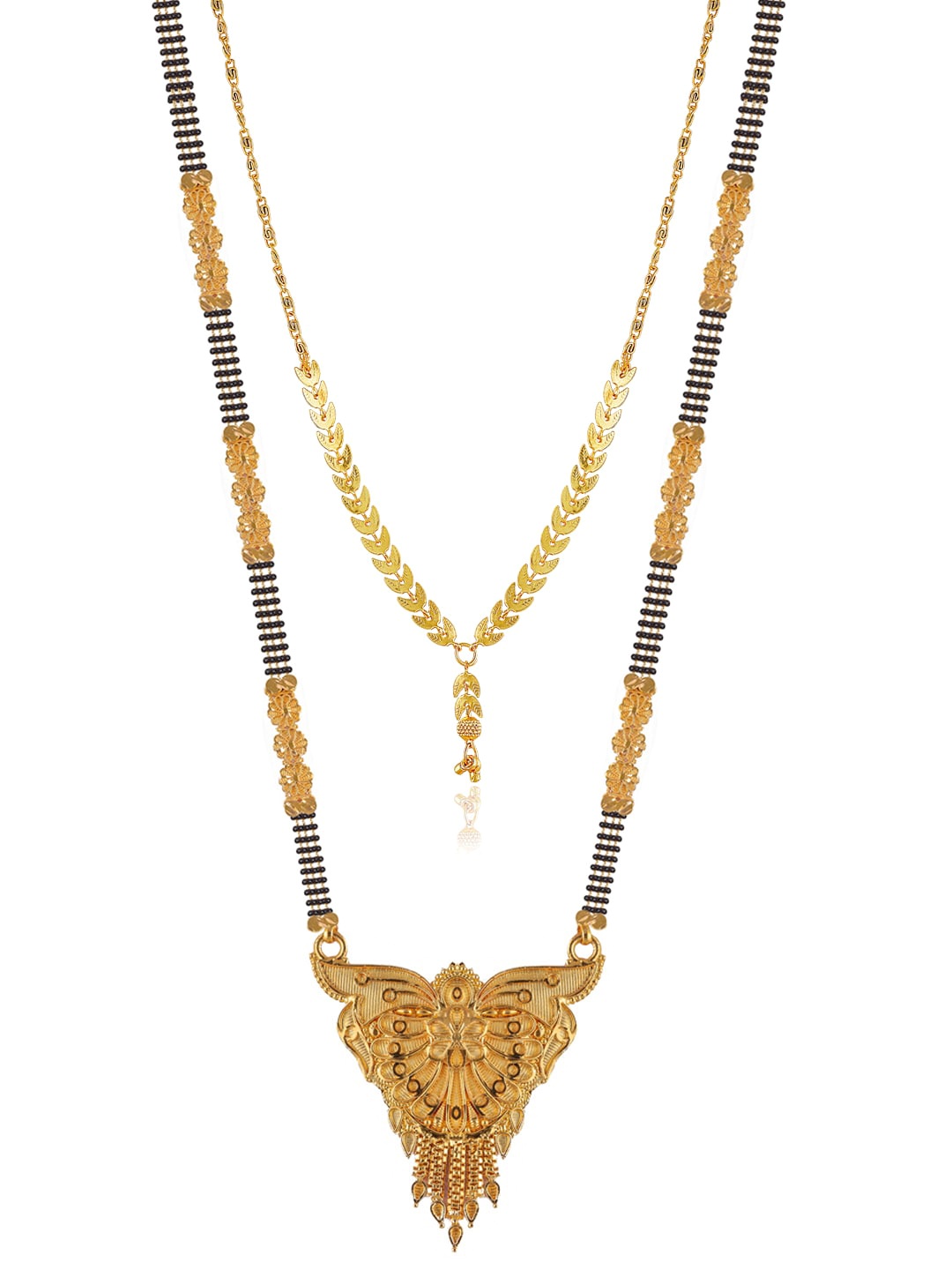 

Brandsoon Set Of 2 Gold-Plated Black Beaded Mangalsutra