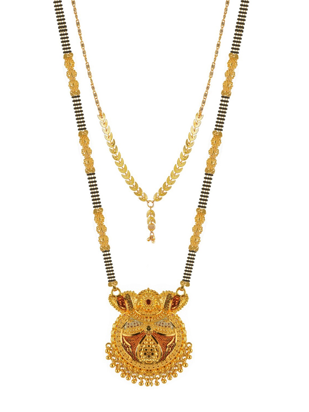 

Brandsoon Set Of 2 Gold-Plated & Black Beaded Mangalsutra