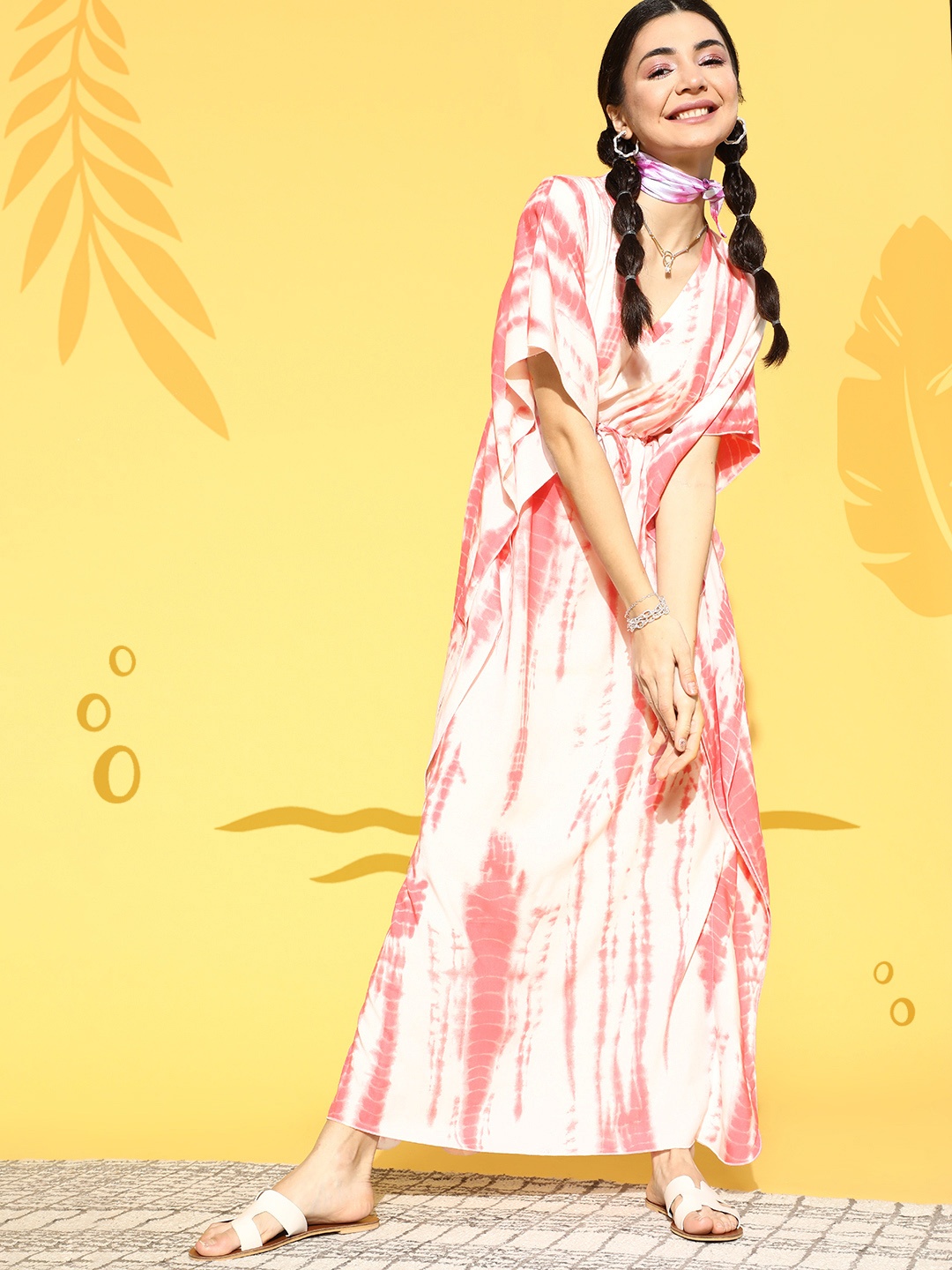 

Claura Women Gorgeous White Tie and Dye Nightdress