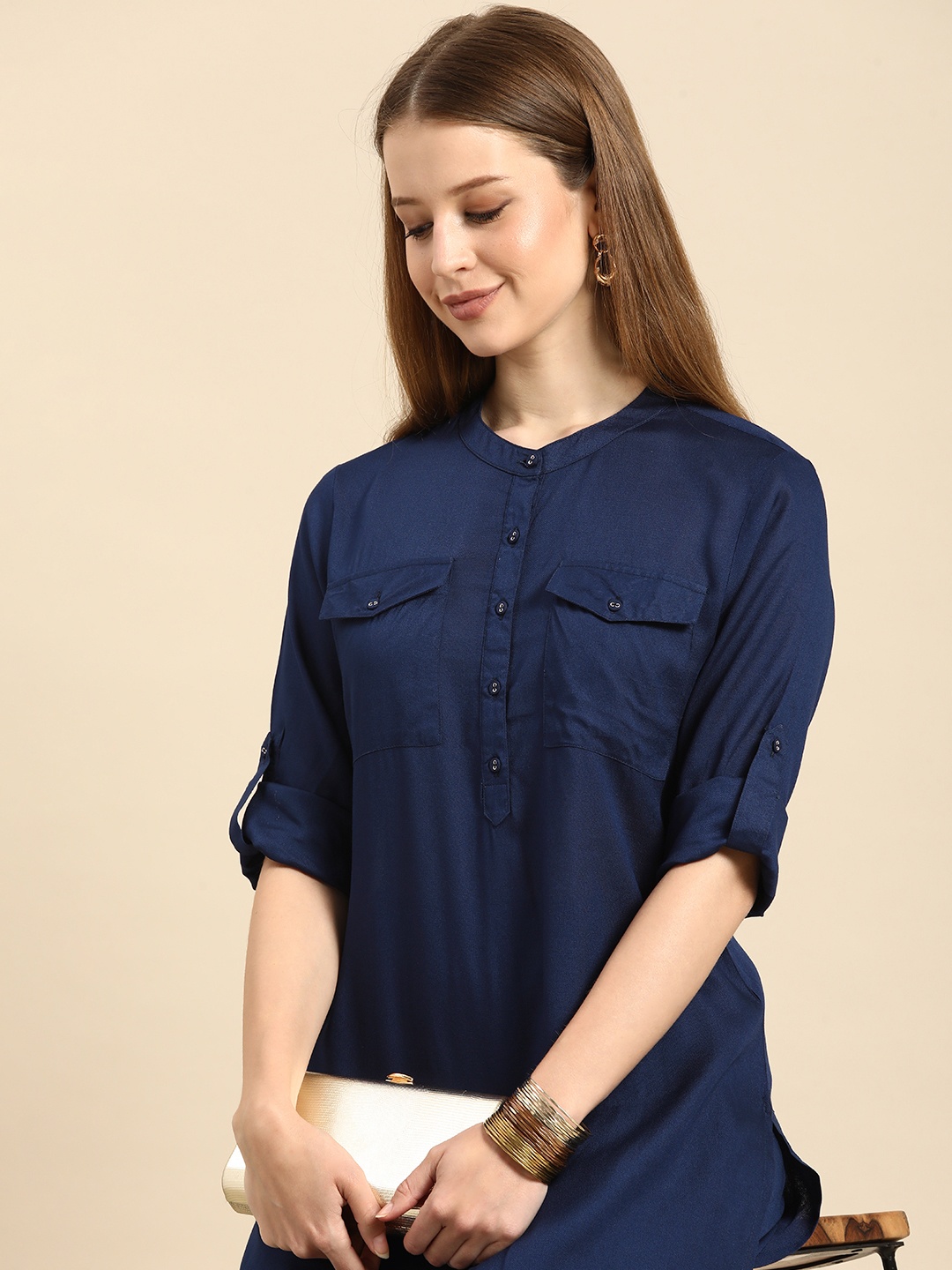 

Anouk Women Navy Blue Kurta with Palazzos