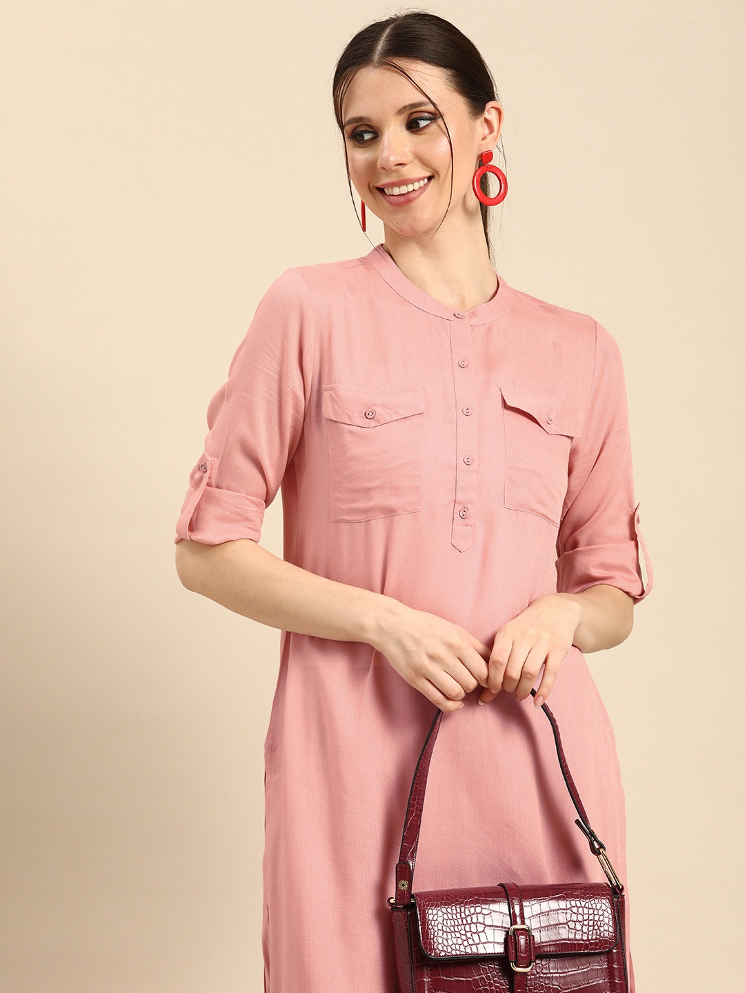 

Anouk Women Pink Kurta with Palazzos
