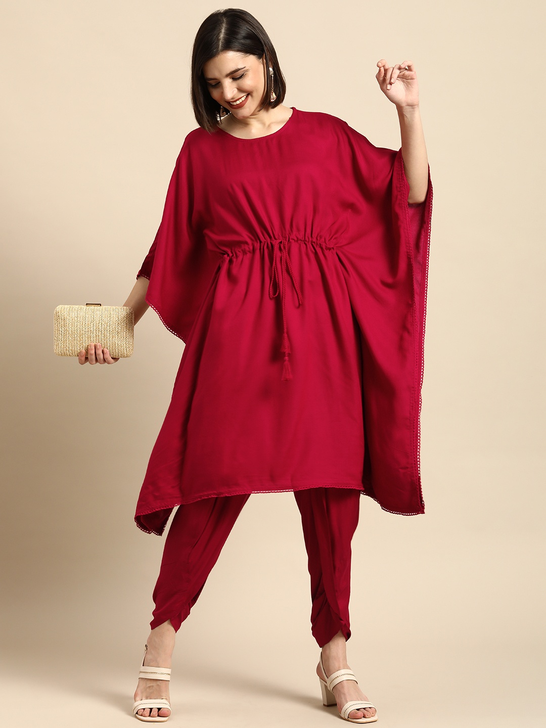 

Anouk Women Red Solid Kurta Set