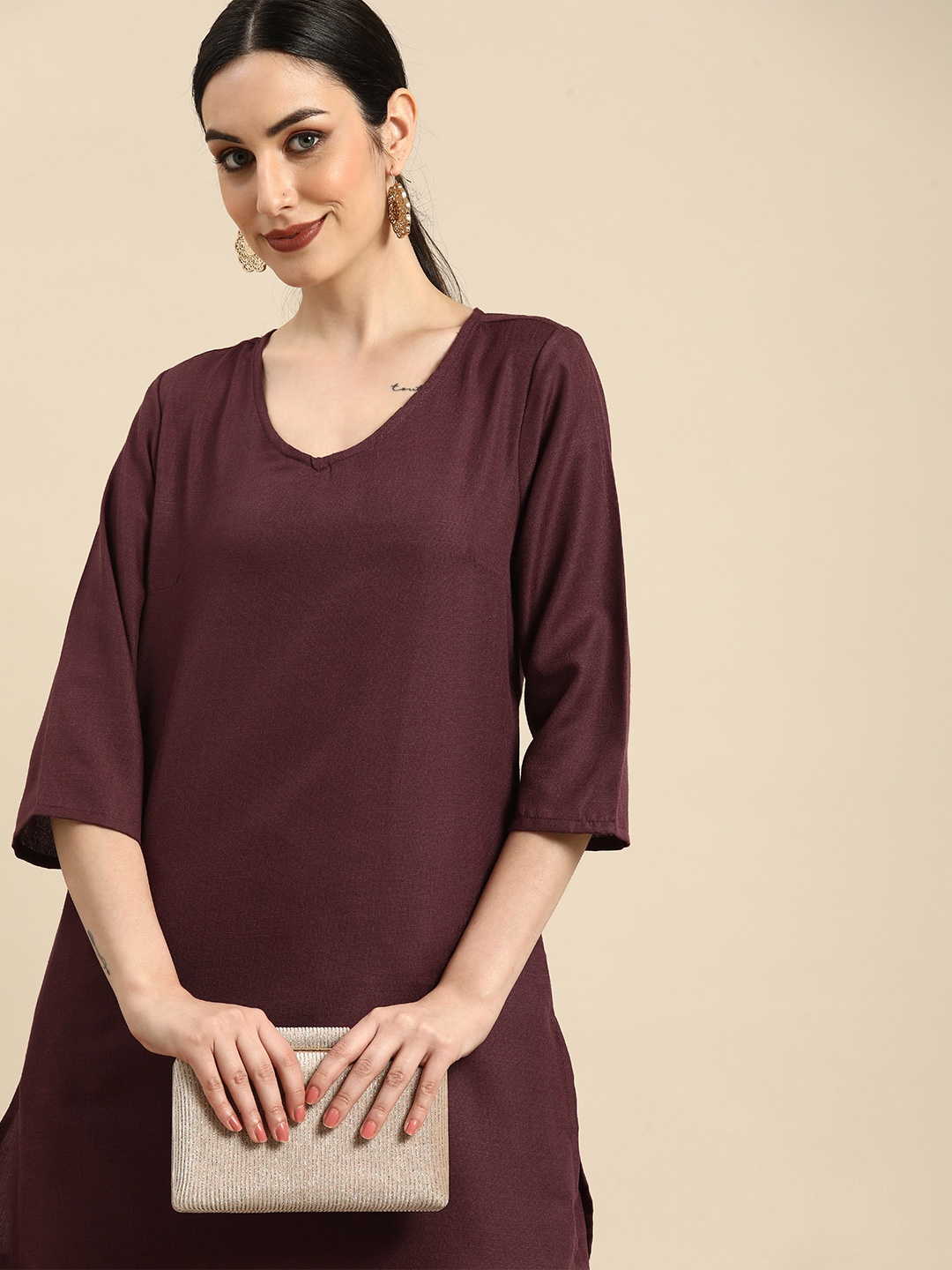 

Anouk Women Purple Solid Kurta with Palazzos