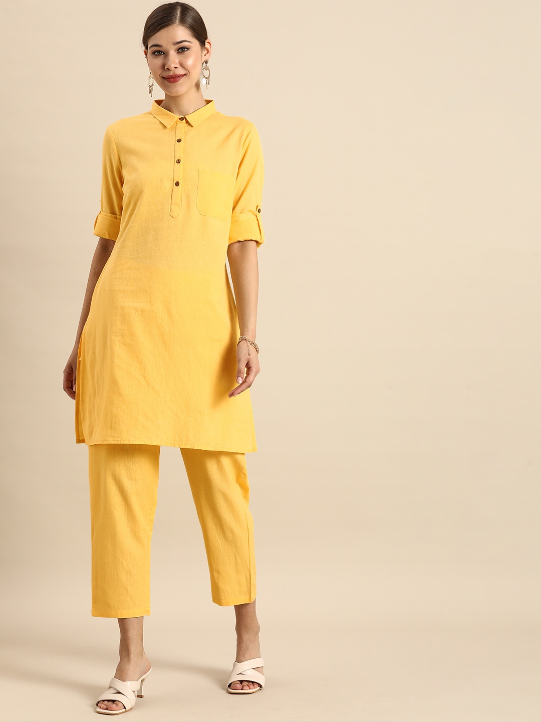 

Anouk Women Yellow Kurta with Trousers