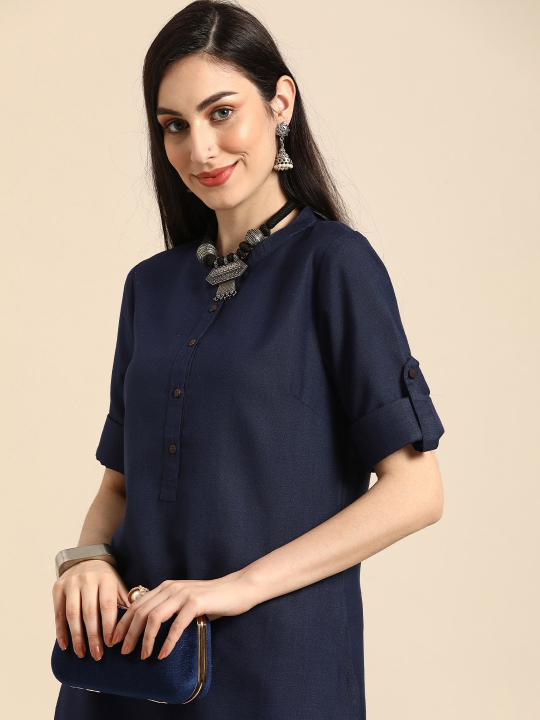 

Anouk Women Navy Blue Kurta with Palazzos