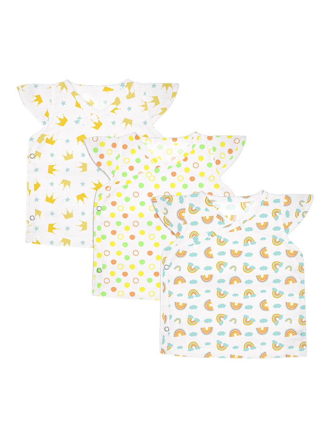 

SuperBottoms Infant Kids Pack Of 3 Printed Sustainable Pure Soft Cotton Jhablas, White