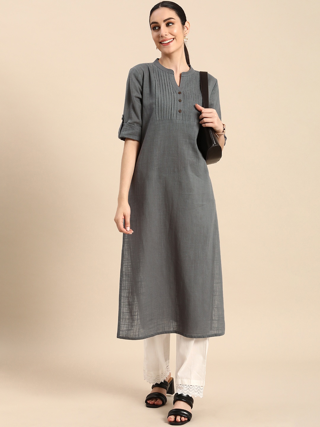 

Anouk Women Grey Kurta