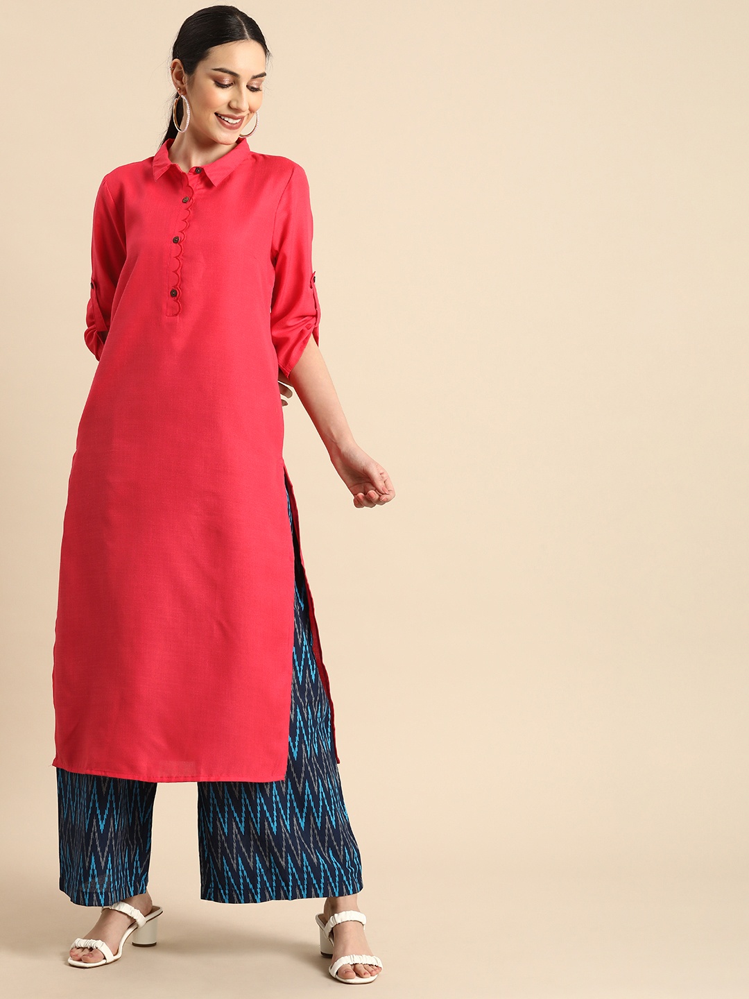 

Anouk Women Coral Kurta