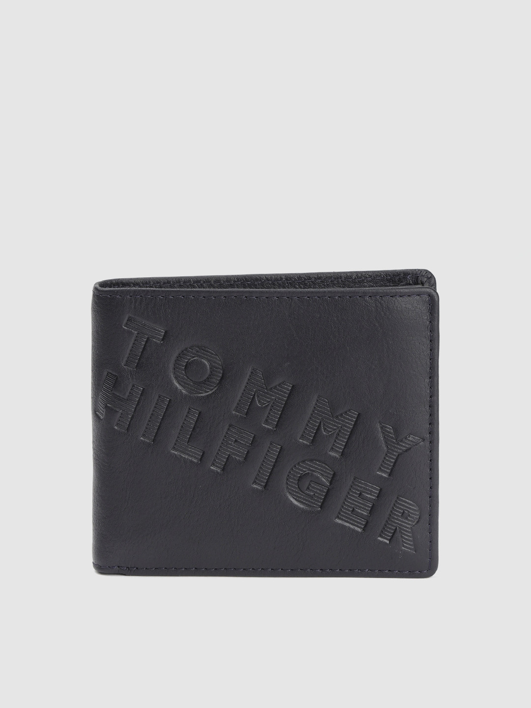 

Tommy Hilfiger Men Navy Blue Textured Leather Two Fold Wallet
