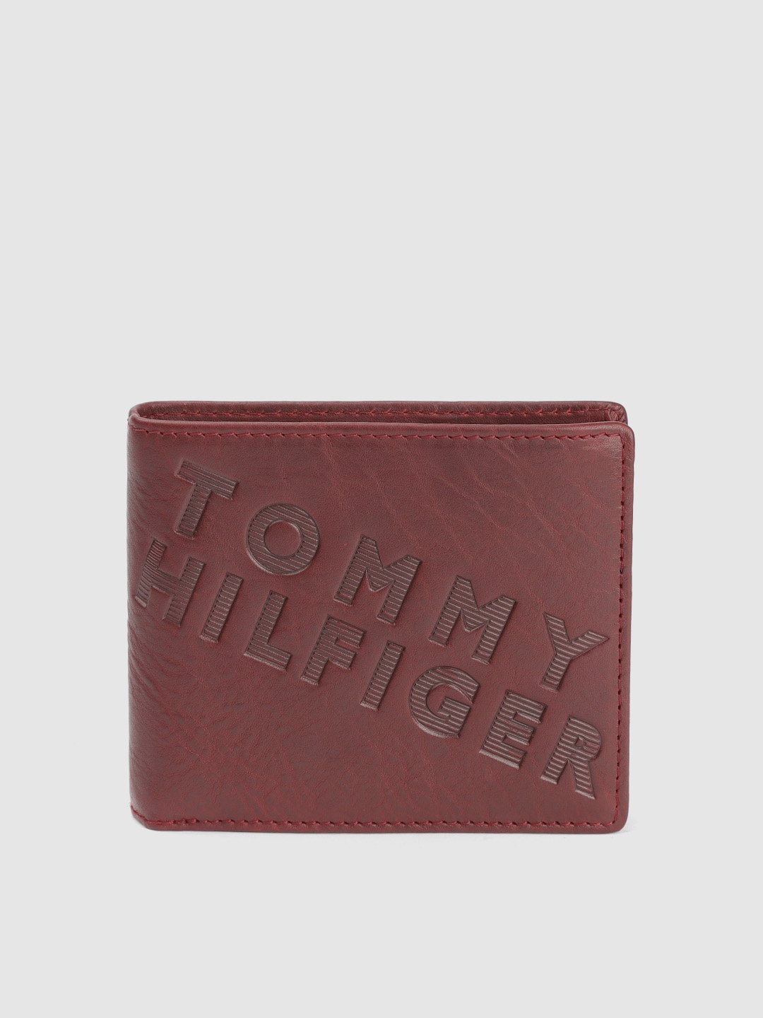 

Tommy Hilfiger Men Maroon Textured Leather Two Fold Wallet