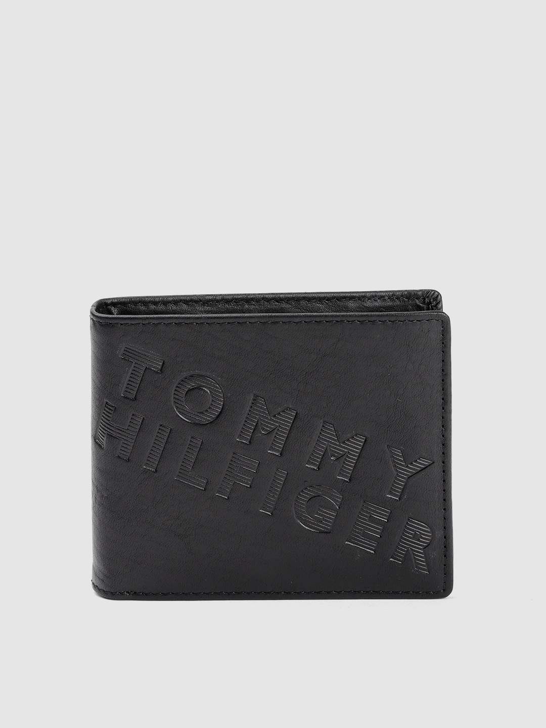 

Tommy Hilfiger Men Black Textured Leather Two Fold Wallet