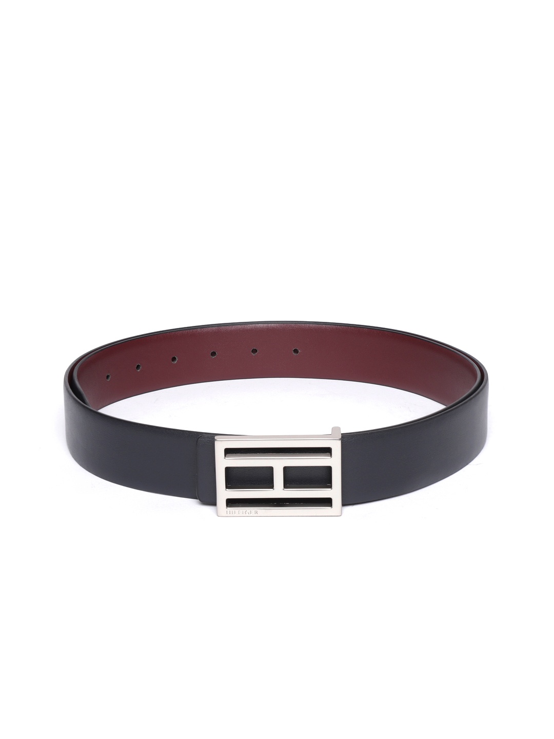 

Tommy Hilfiger Men Navy Blue & Burgundy Leather Reversible Belt