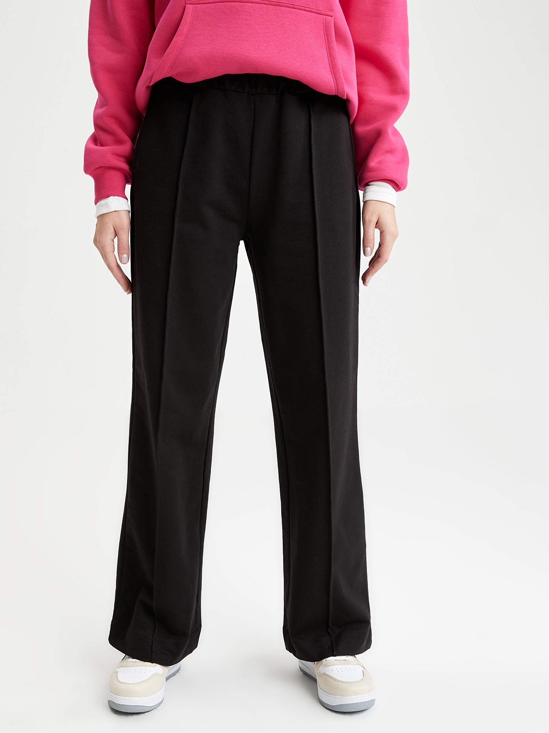 

DeFacto Women Black Solid Track Pants