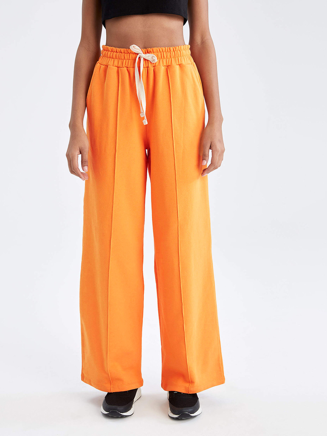 

DeFacto Women Orange Pure Cotton Solid Athleisure Track Pants