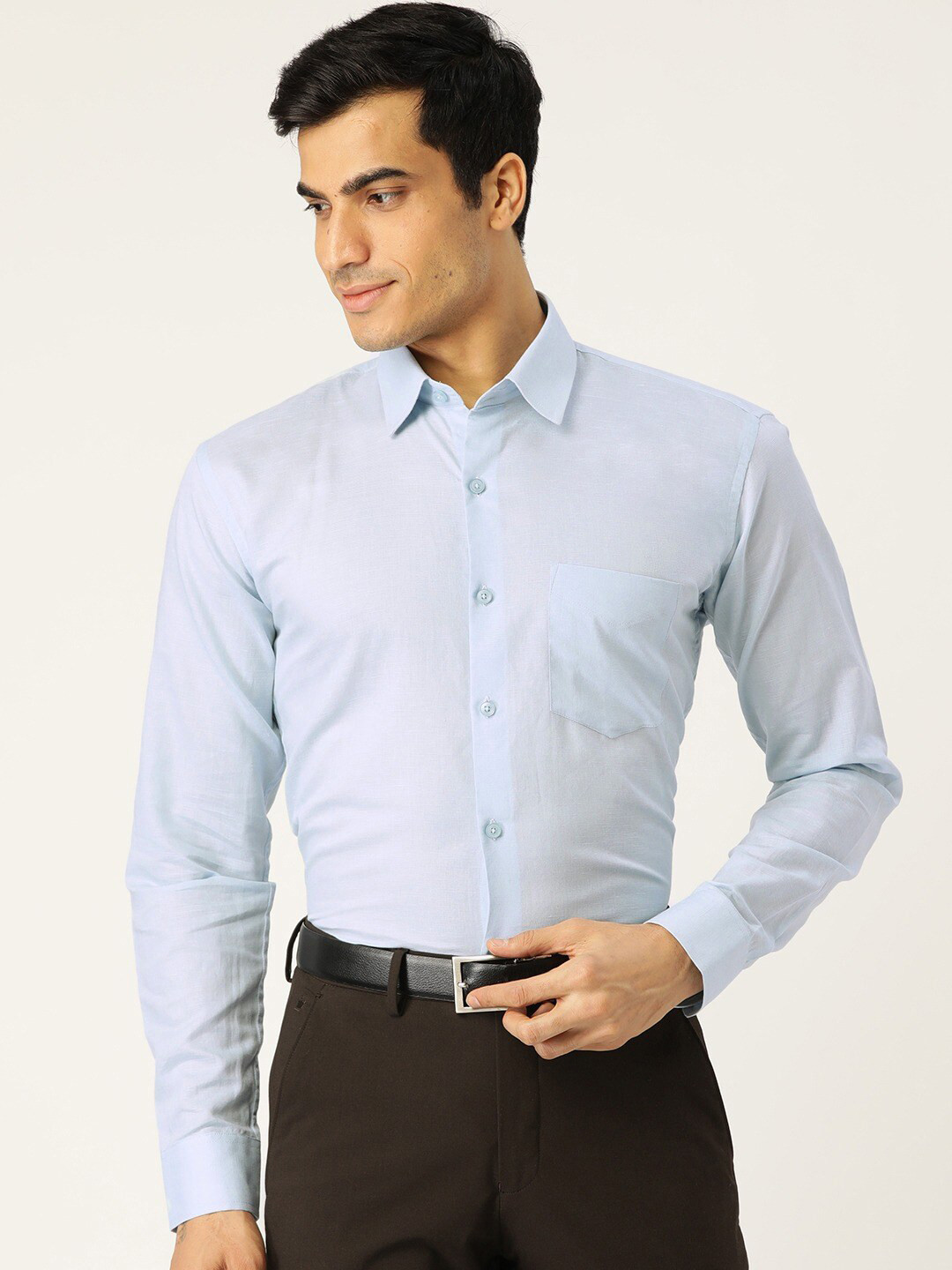 

Hancock Men Blue Slim Fit Formal Shirt