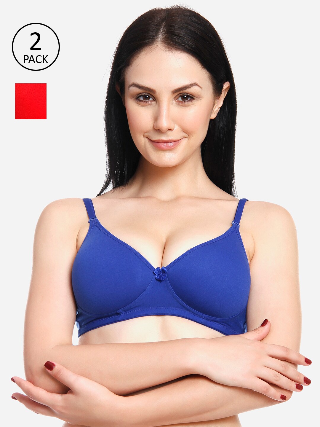 

Innocence Red & Blue Pack of 2 Heavily Padded Non Wired Everyday Bra