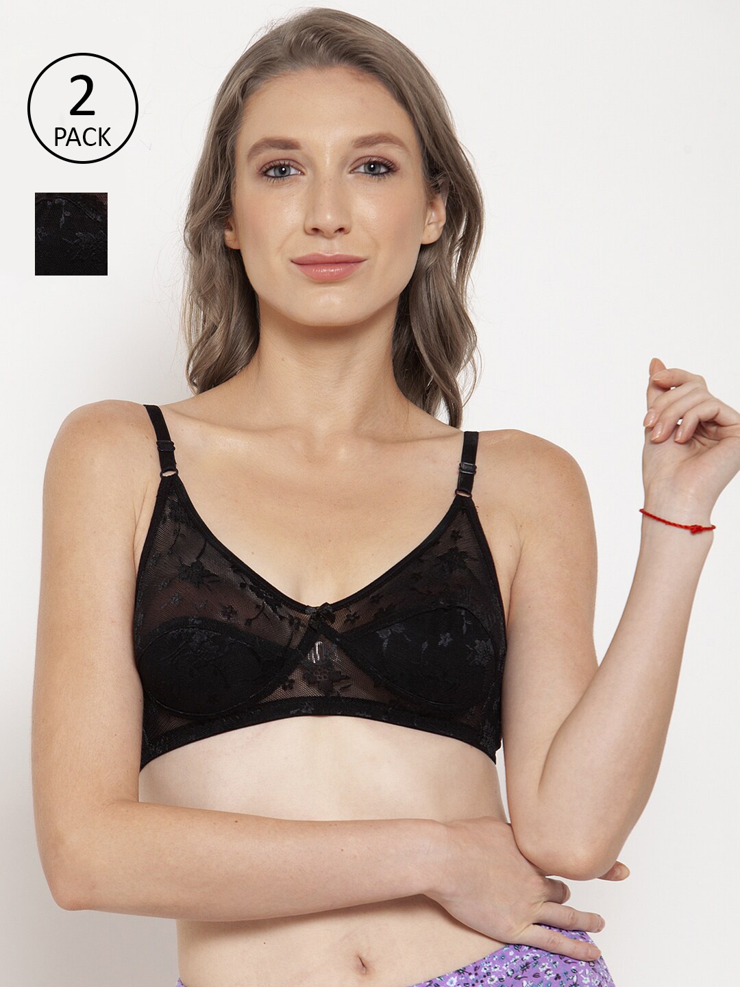 

Innocence Black Set Of 2 Lace Non-Wired Everyday Bra