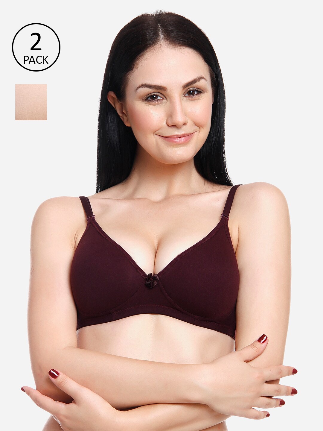 

Innocence Purple & Brown Heavily Padded Non Wired Bra