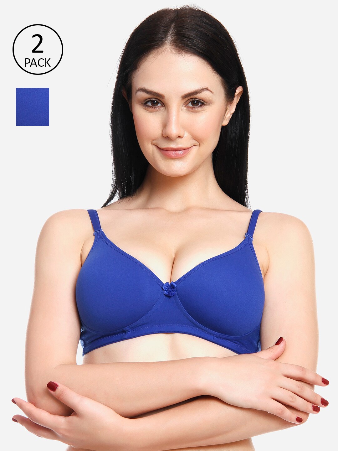 

Innocence Women Blue Heavily Padded Seamless Everyday Bra Set Of 2