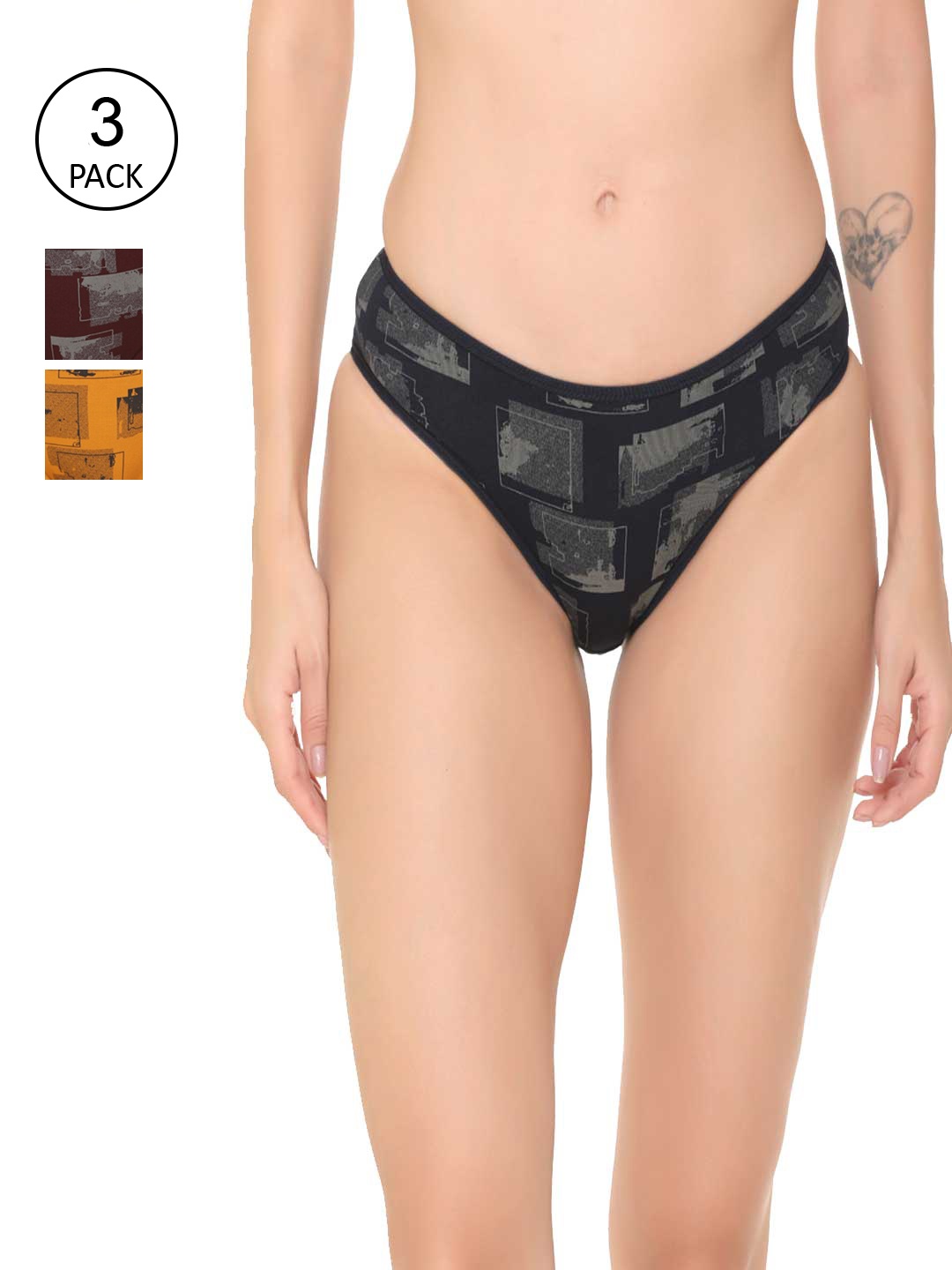 

Skidlers Women Pack Of 3 Assorted Cotton Hipster Briefs