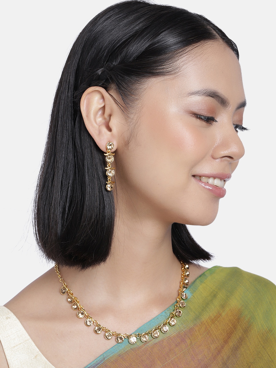 

AccessHer Gold-Plated American Diamond Studded Jewellery Set