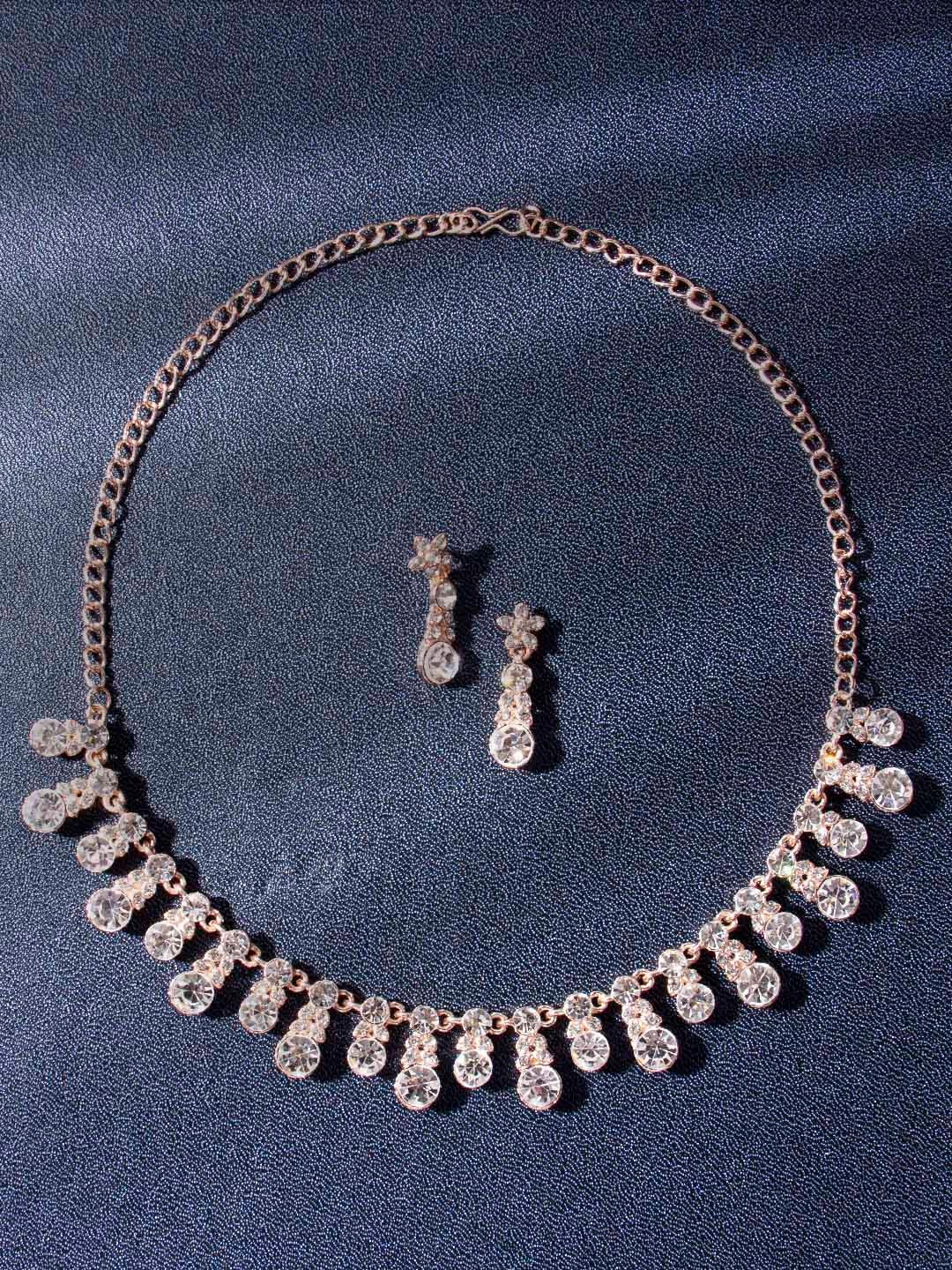 

AccessHer Rose Gold-Plated AD Studded Jewellery Set