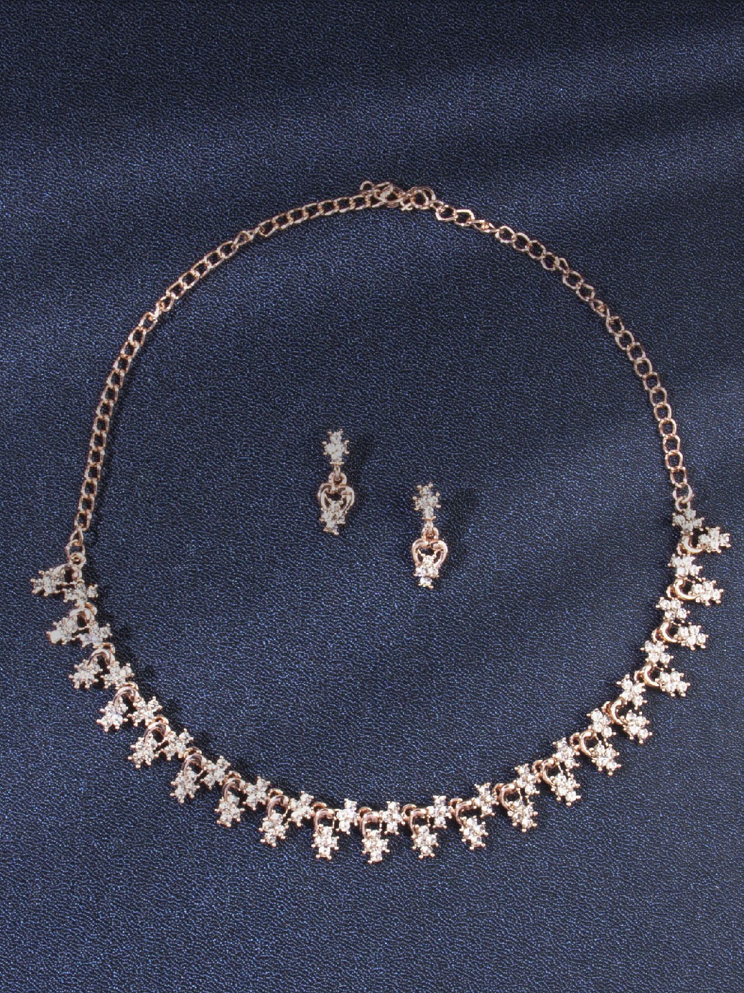 

AccessHer Rose Gold-Plated AD Studded Jewellery Set