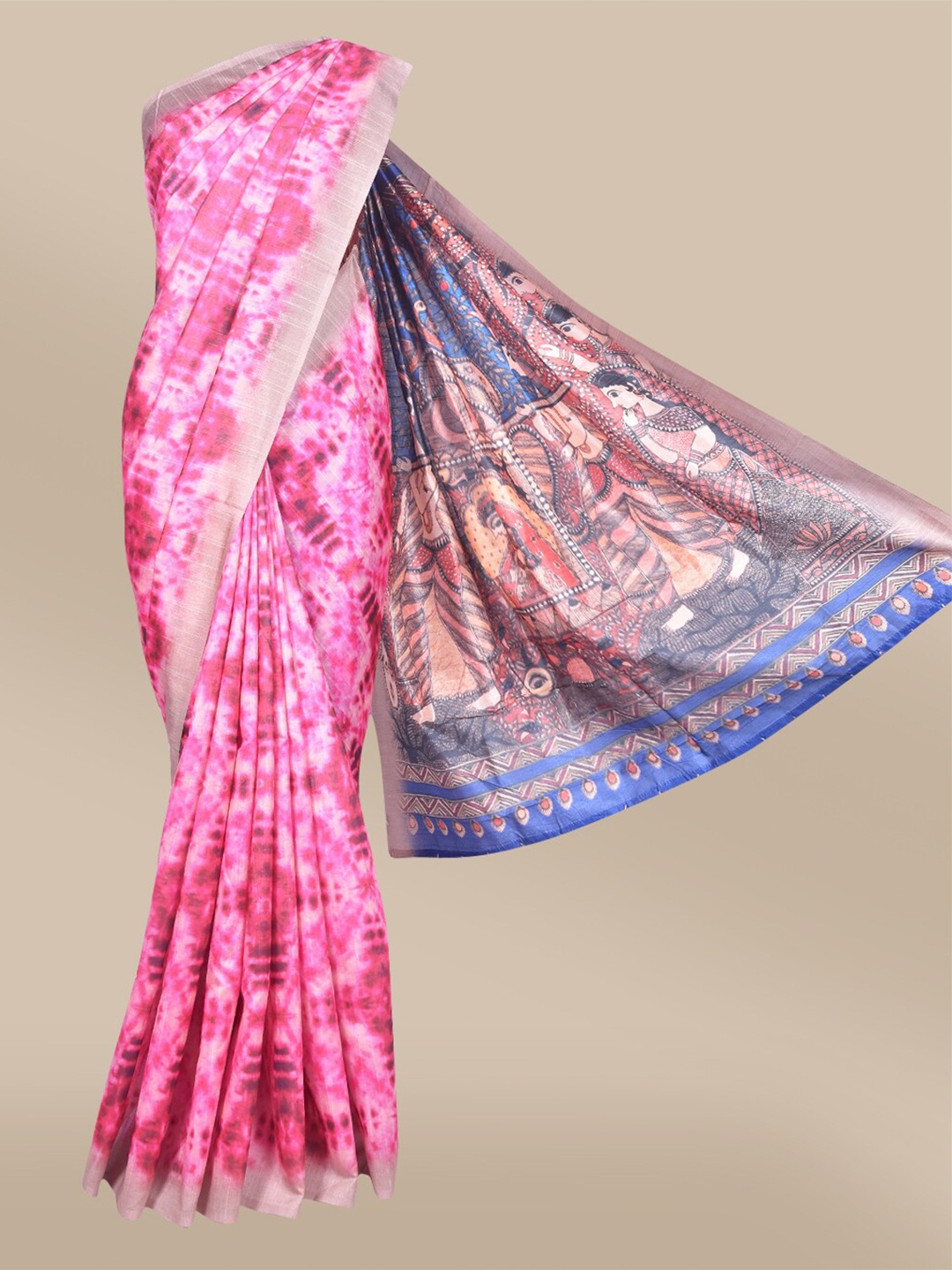 

The Chennai Silks Pink & Blue Bhagalpuri Saree