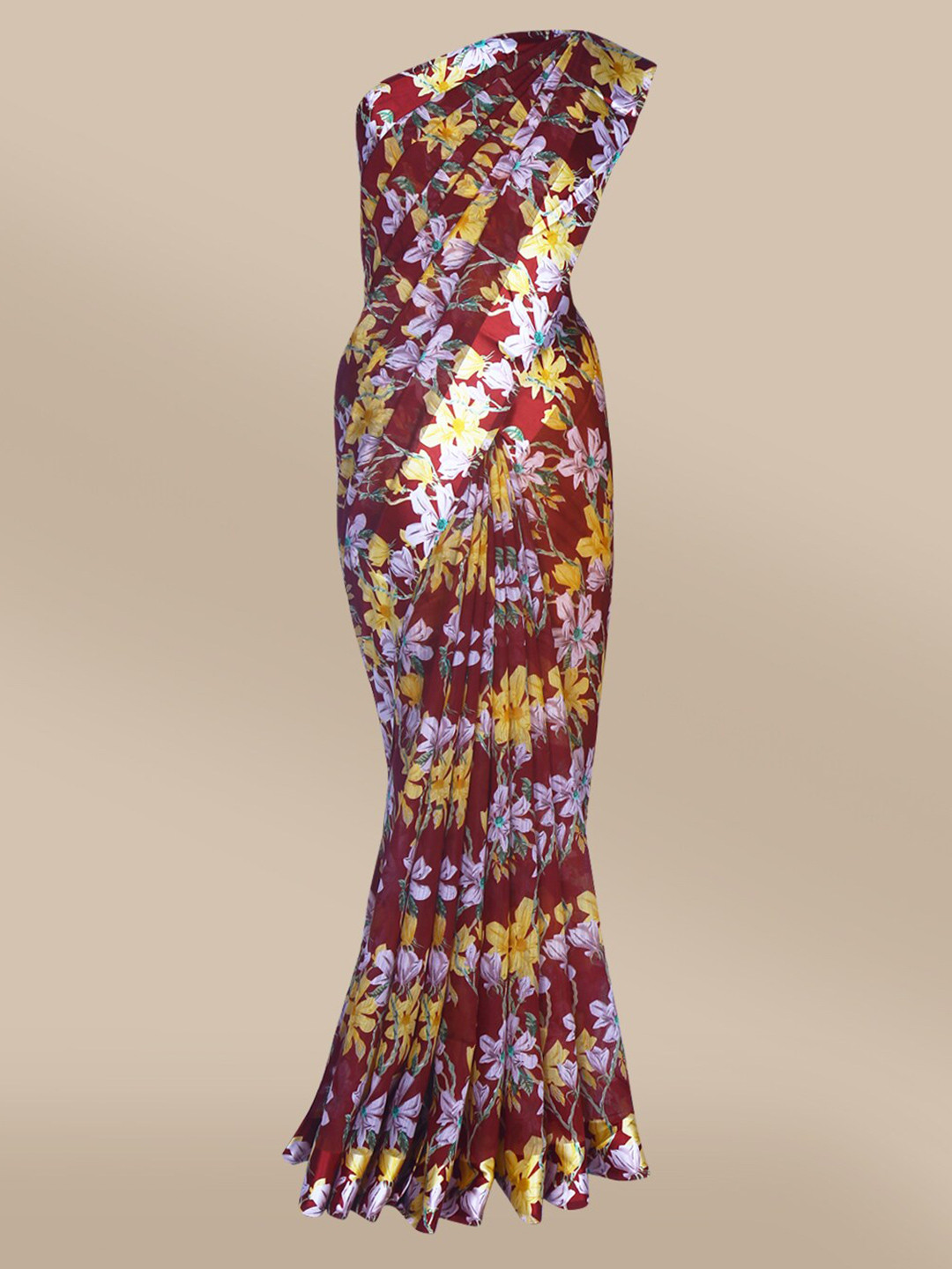 

The Chennai Silks Red & Yellow Floral Saree