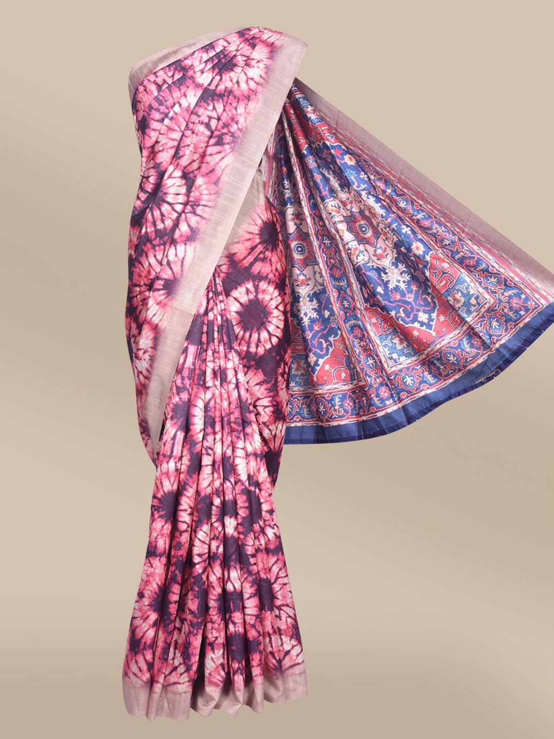 

The Chennai Silks Pink & Purple Batik Bhagalpuri Saree
