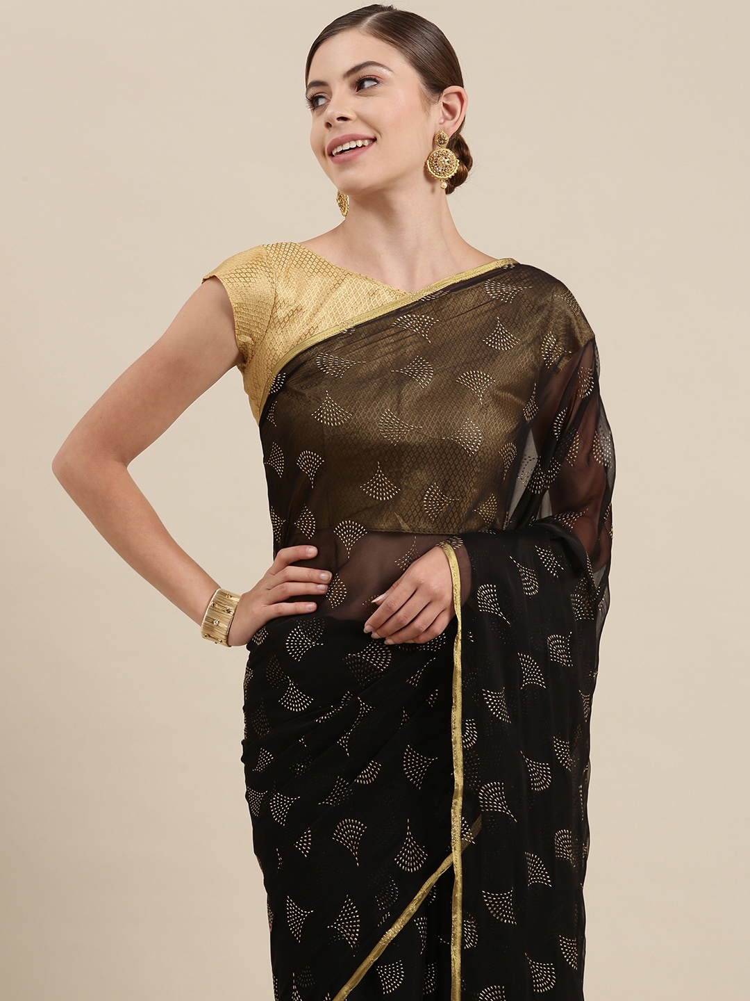 

SIRIL Women Black Woven Design Saree