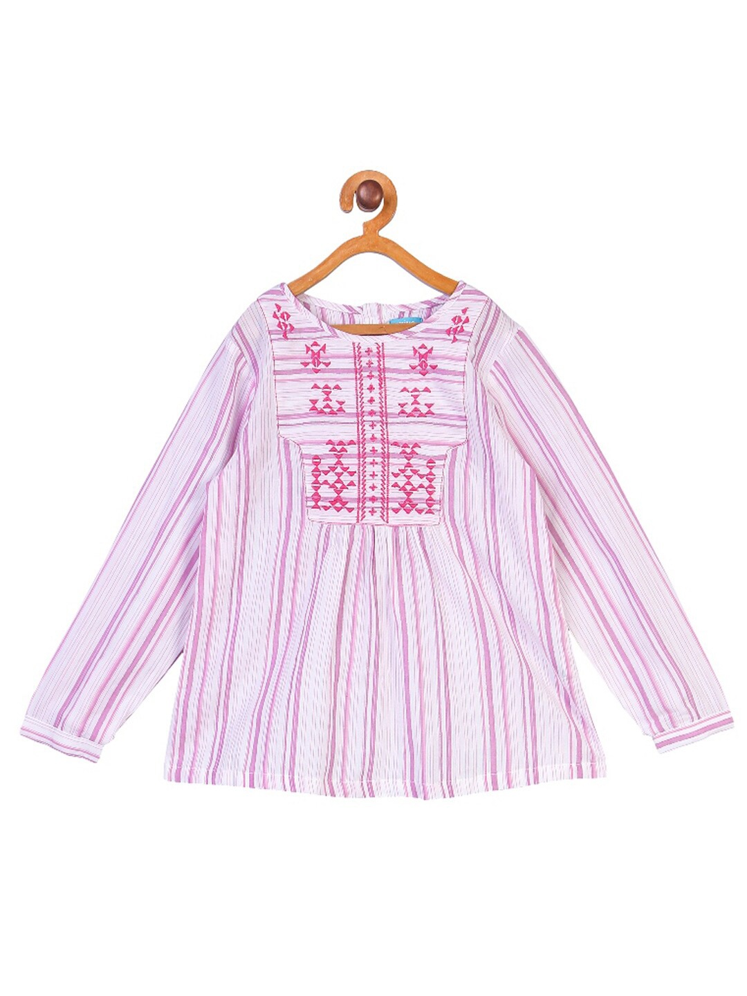 

Miyo White & Pink Striped Pure Cotton Top