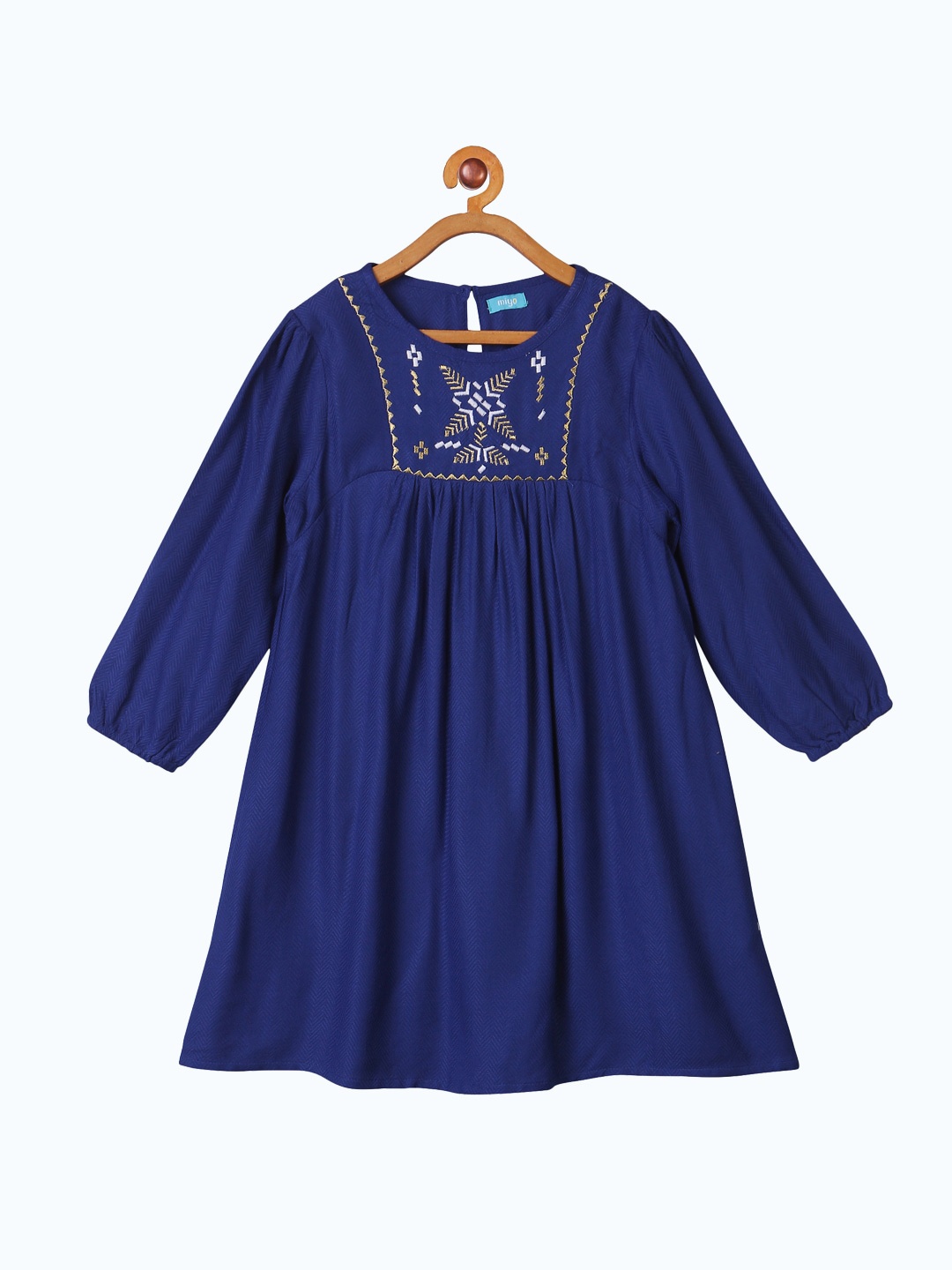 

Miyo Blue Ethnic Motifs Embroidered Ethnic A-Line Dress