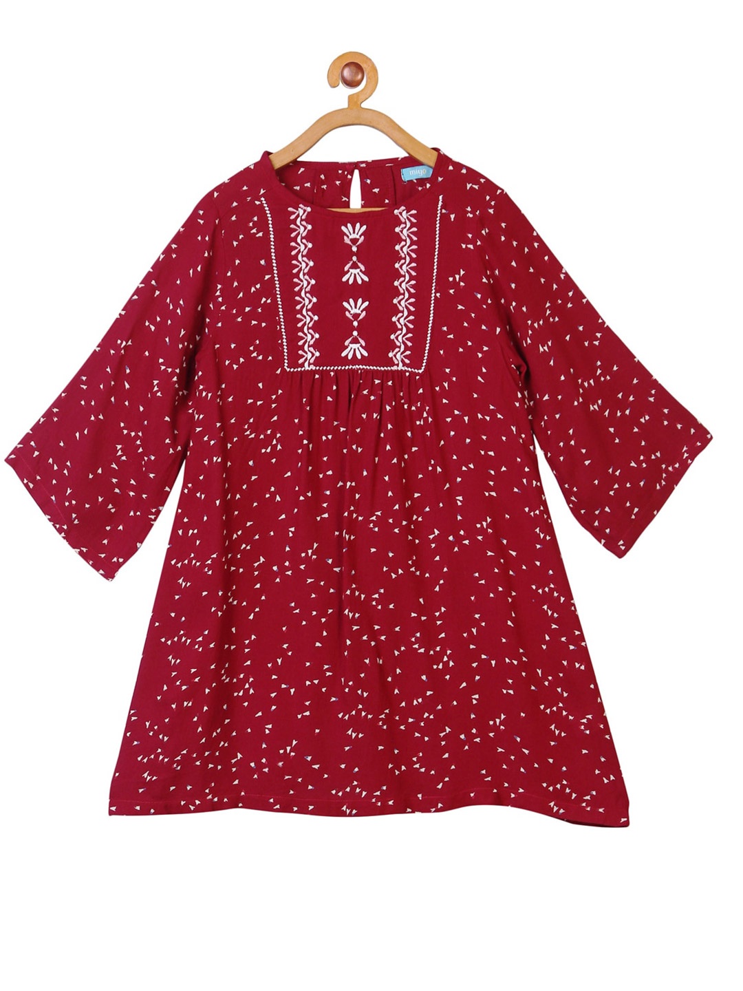 

Miyo Girls Red & White Micro Ditsy Printed Cotton A-Line Dress