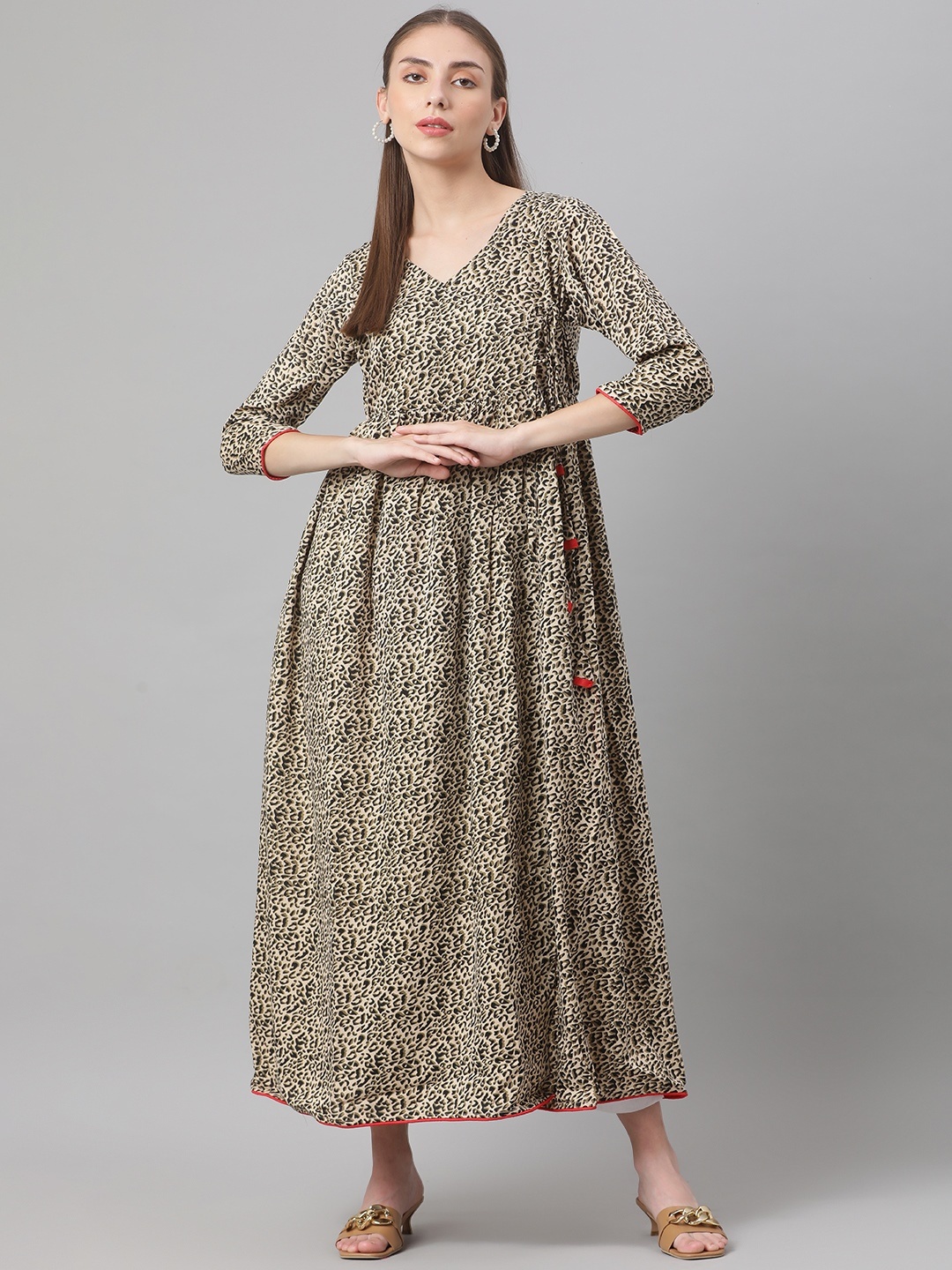 

MBE Women Beige Printed Anarkali Kurta