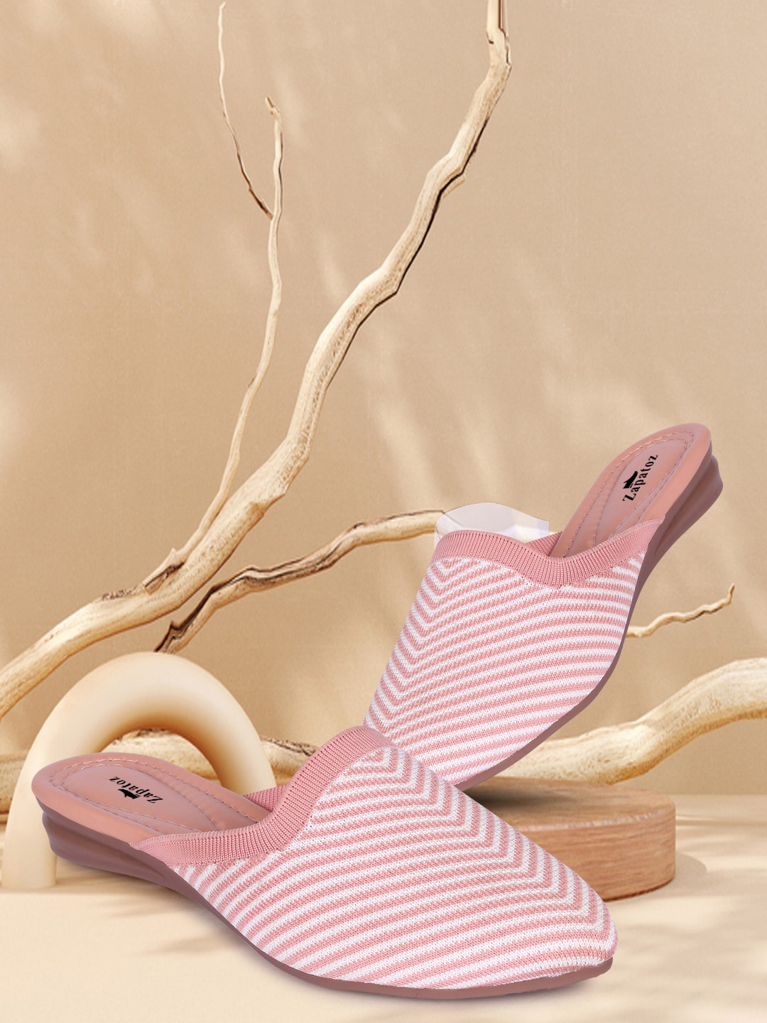 

ZAPATOZ Women Pink Striped Flats